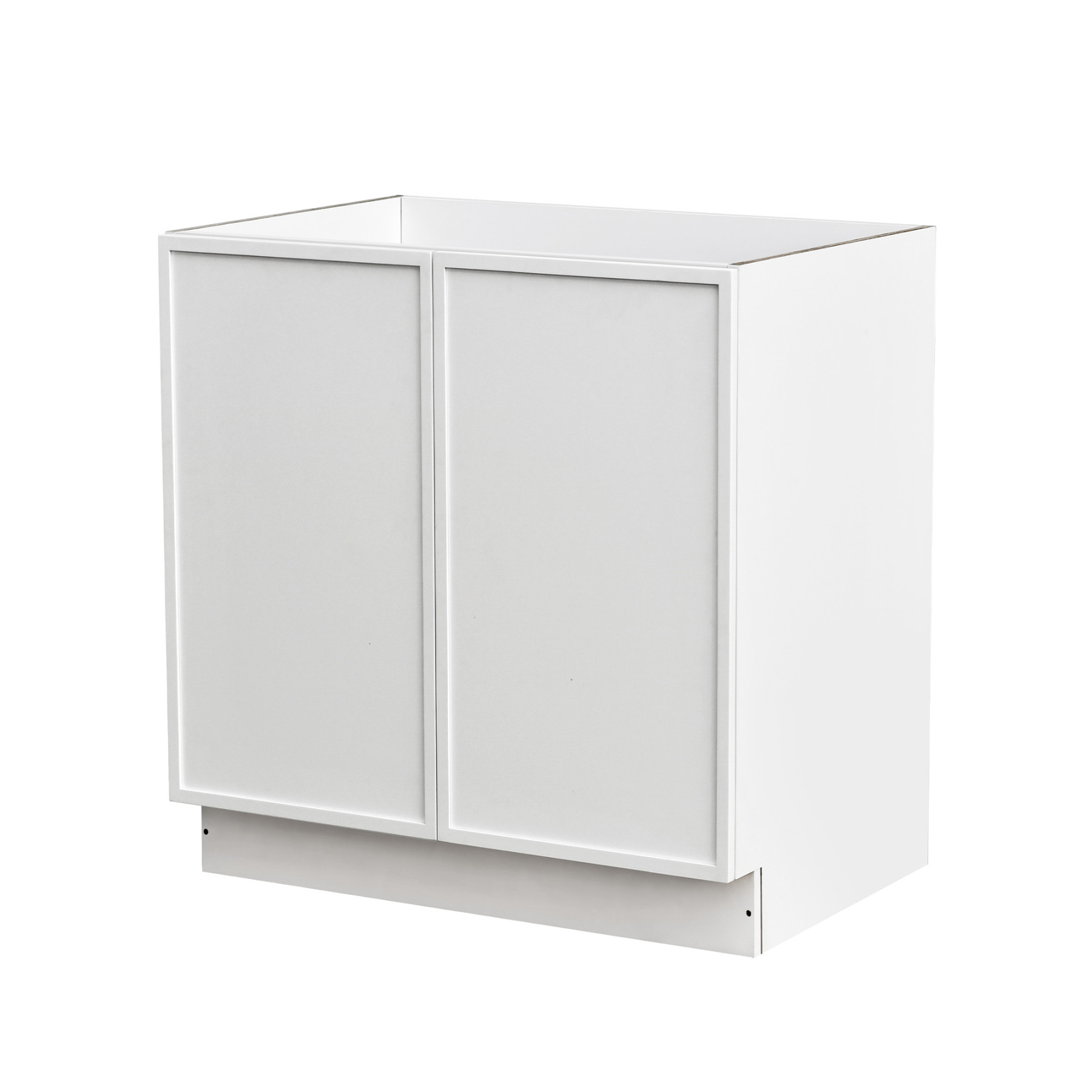 Slim White Shaker - 33"W Full-Height Door Base Cabinet 2-Doors