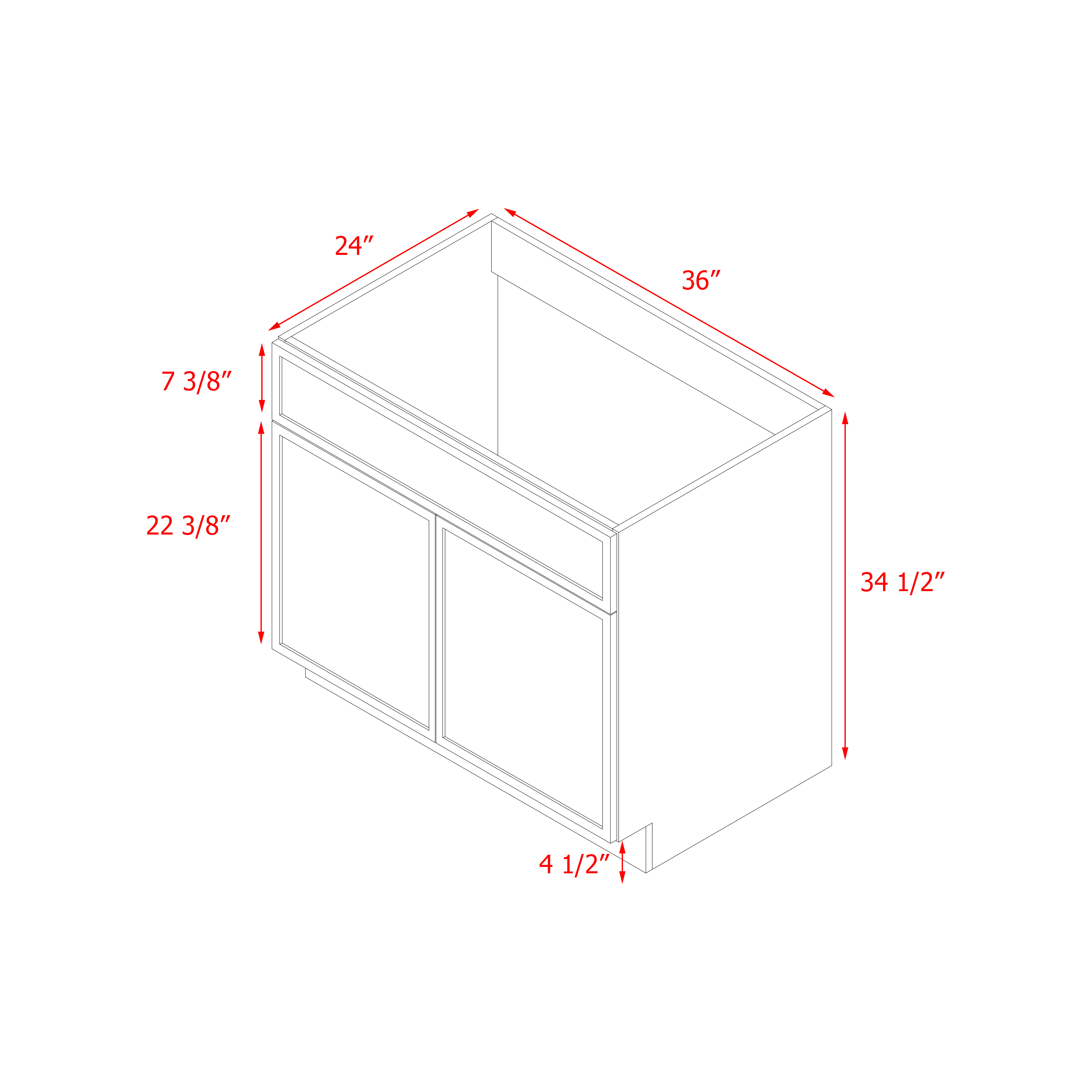 Shady Slim Gray Shaker - 36"W Base Cabinet