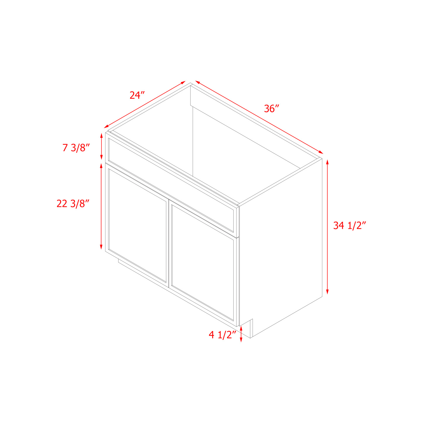Shady Slim Gray Shaker - 36"W Base Cabinet