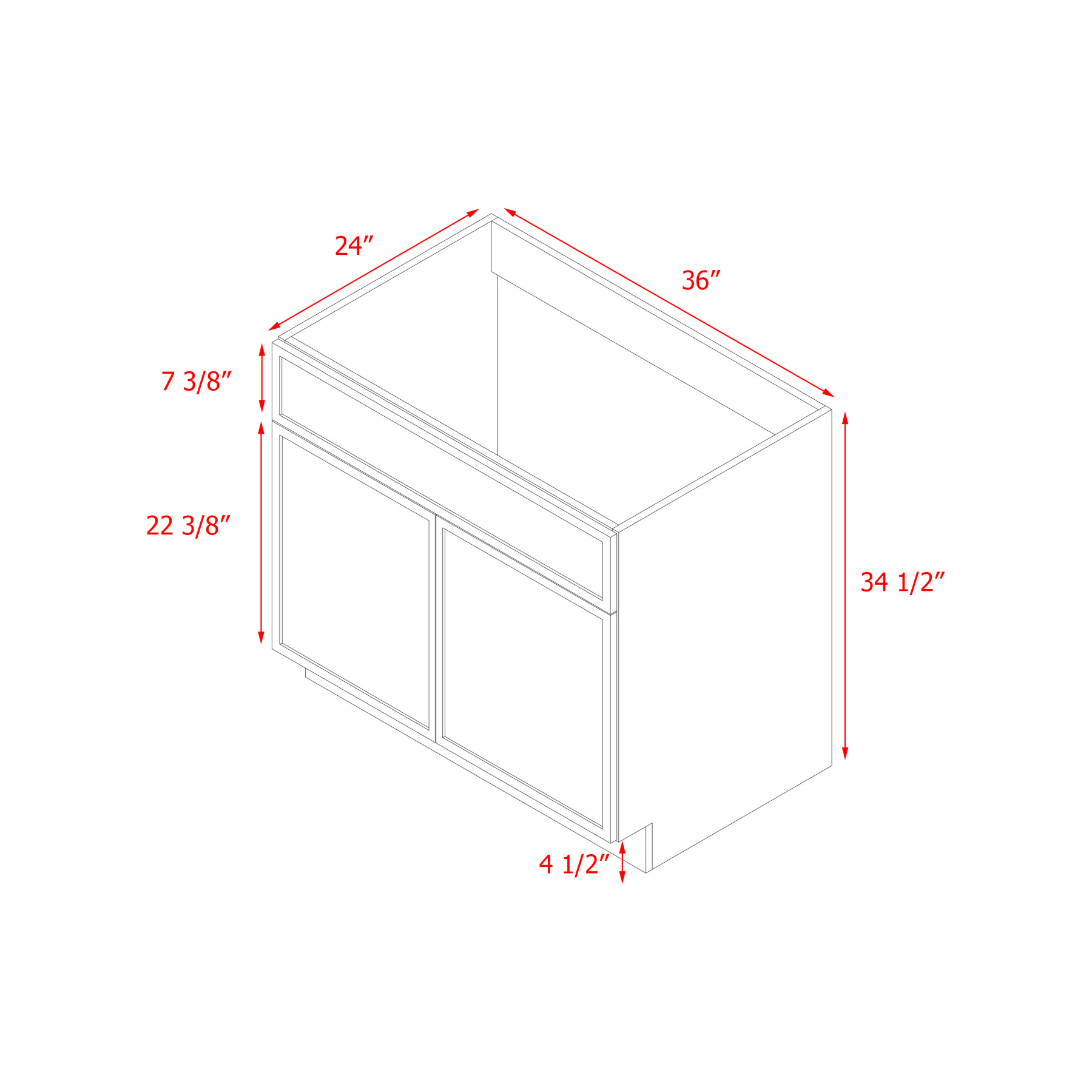 Shady Slim Gray Shaker - 36"W Base Cabinet