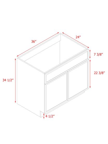 Shady Slim Oak - 36"W Standard Base Cabinet 2-Doors 1-Drawer