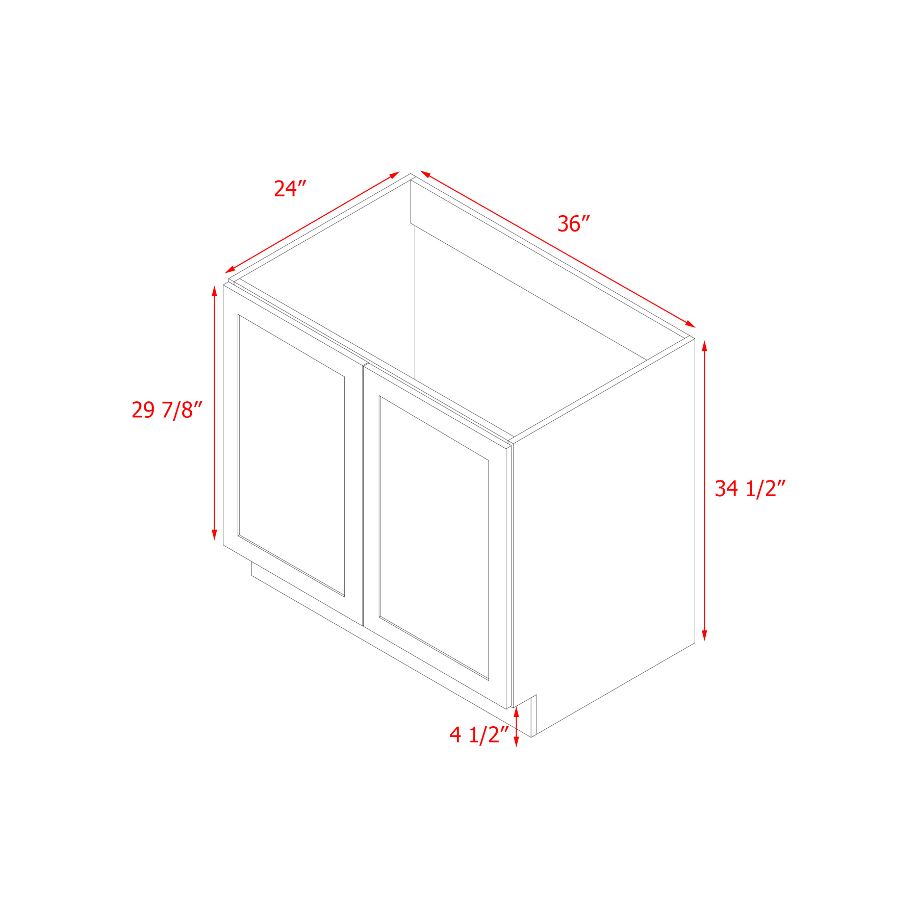 Mallorca Dolphin Gray Shaker - 36"W Base Cabinet
