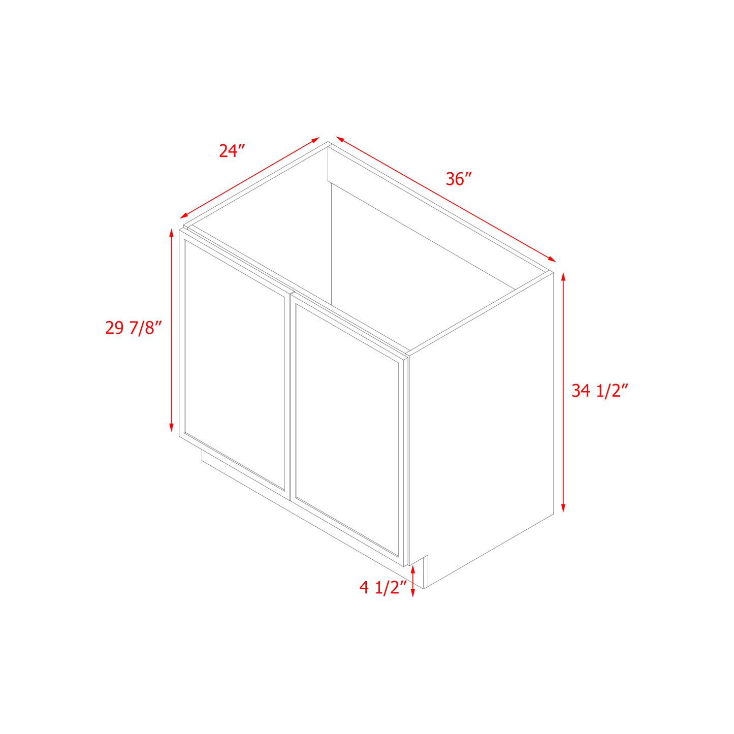 Shady Slim Gray Shaker - 36"W Base Cabinet