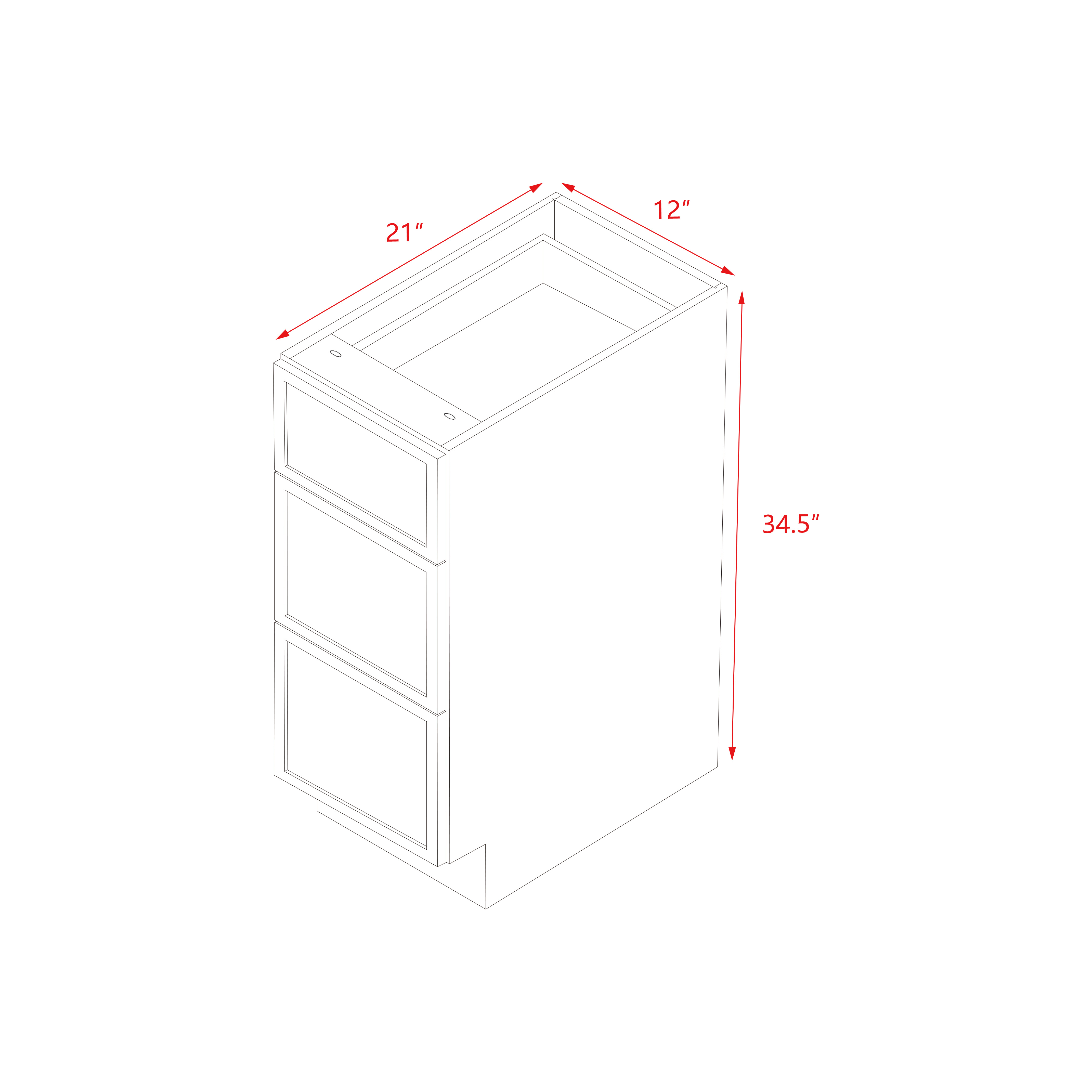 Shady Slim Oak Shaker - 12"W Drawer Base Cabinet