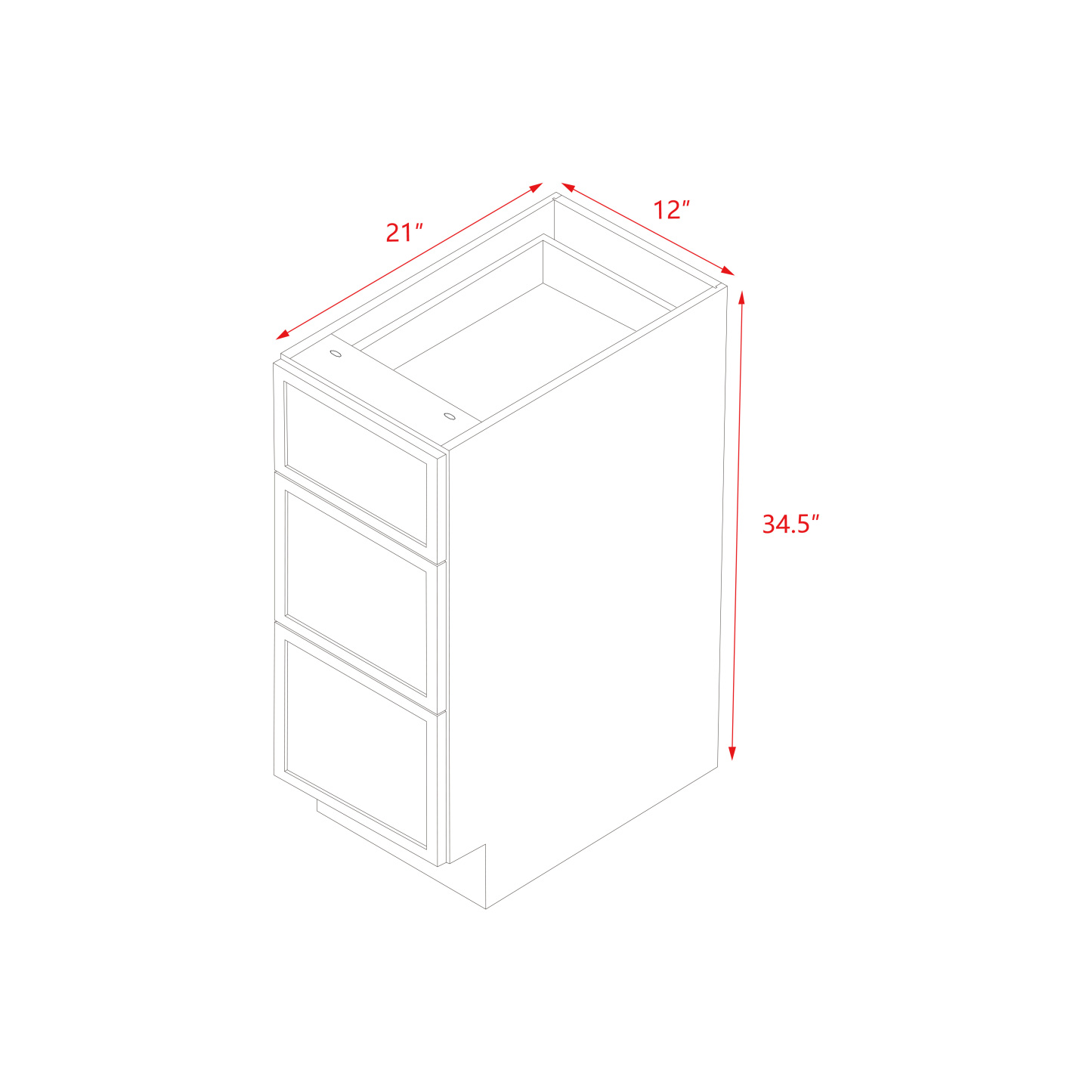 Shady Slim Oak Shaker - 12"W Drawer Base Cabinet
