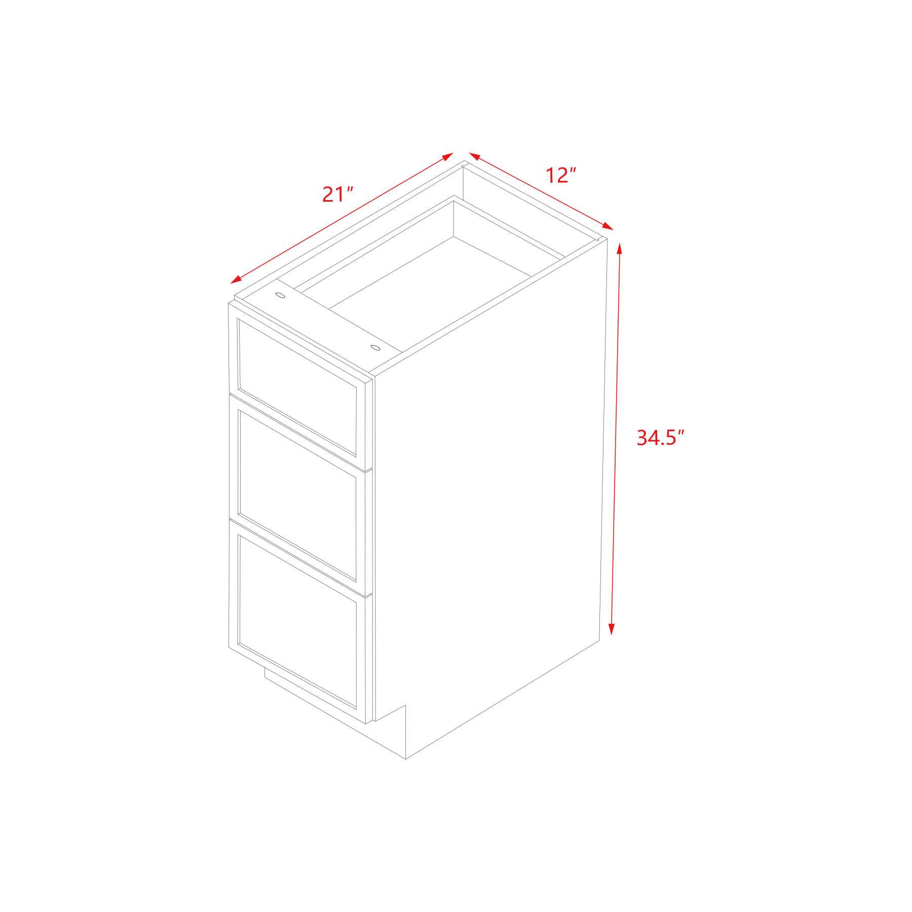 Shady Slim Oak Shaker - 12"W Drawer Base Cabinet