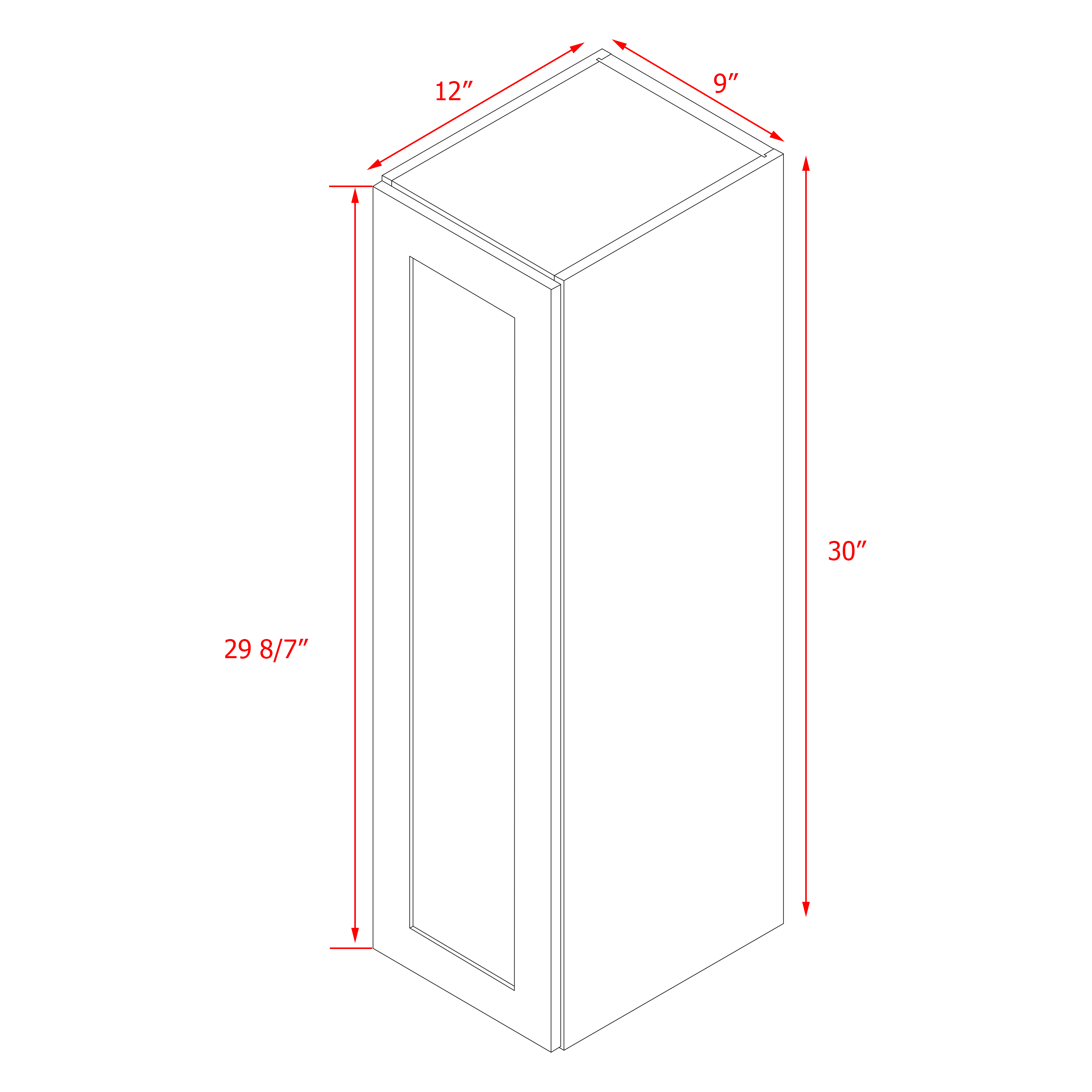 Mallorca Dolphin Gray Shaker - 9"W × 30"H Wall Cabinet