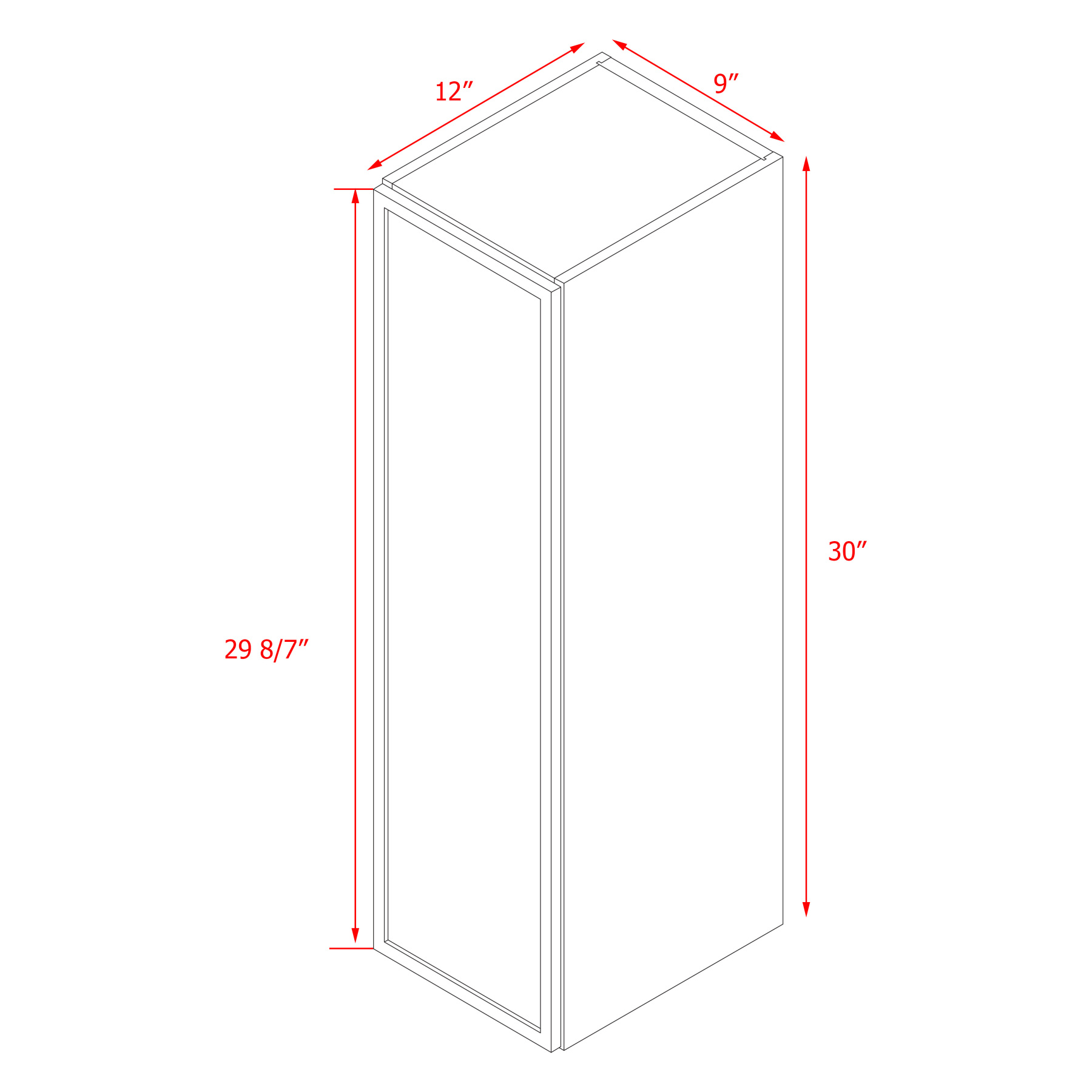 Shady Slim Gray Shaker - 9"W × 30"H Wall Cabinet