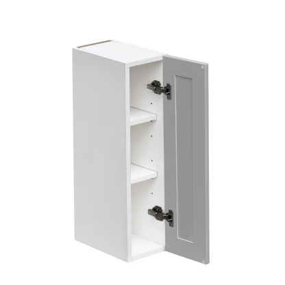 White Box Gray Shaker - 9"W × 30"H Standard Wall Cabinet 1-Door 2-Adjustable Shelves