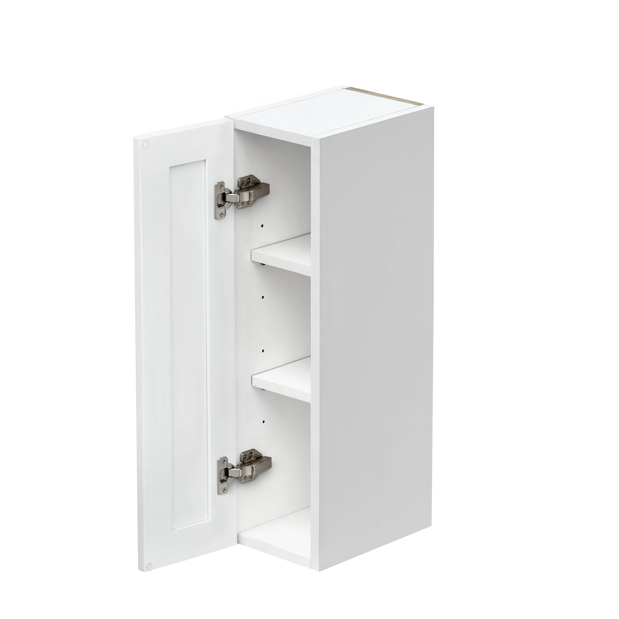 White Shaker - 9"W × 30"H Standard Wall Cabinet 1-Door 2-Adjustable Shelves