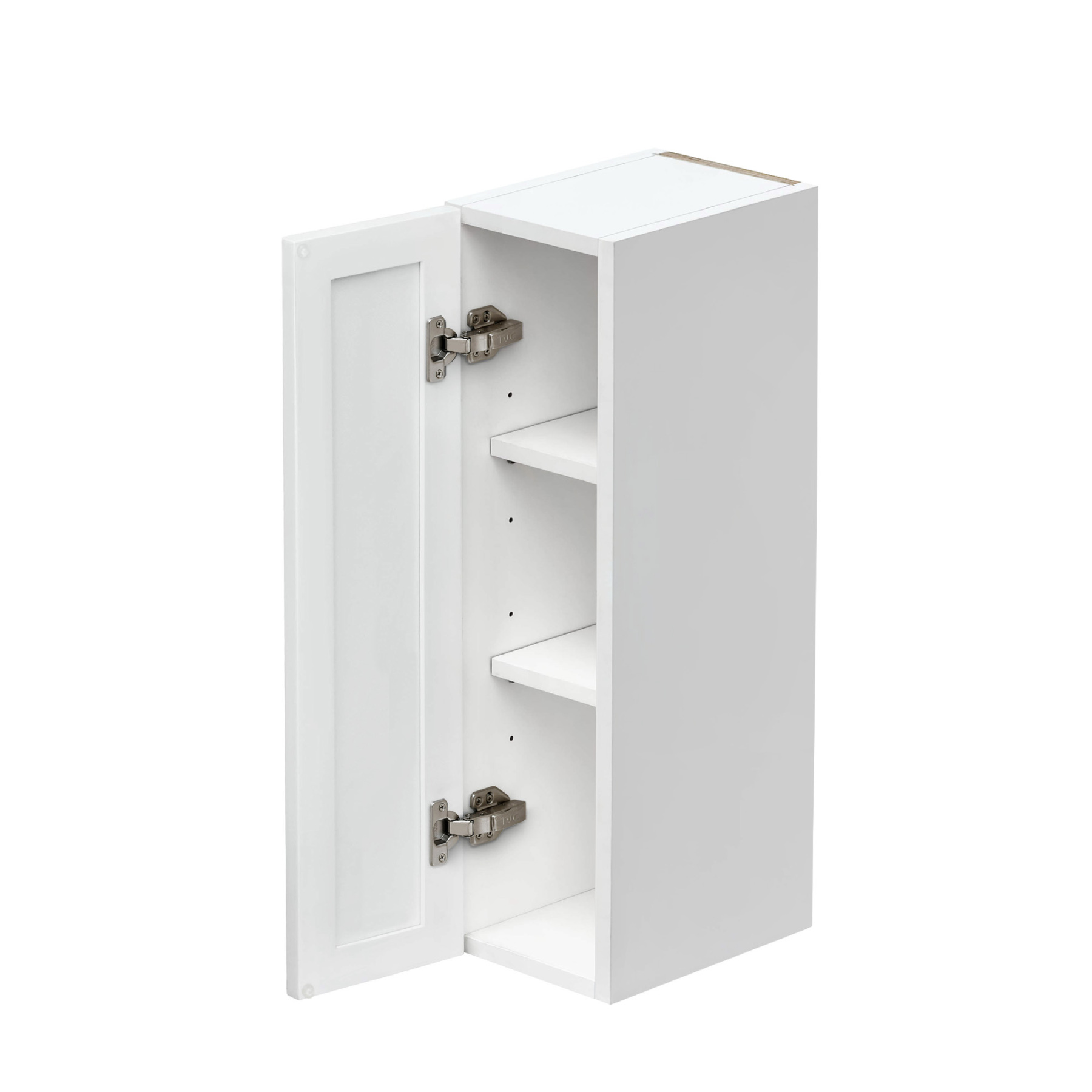 Slim White Shaker - 9"W × 30"H Standard Wall Cabinet 1-Door 2-Adjustable Shelves