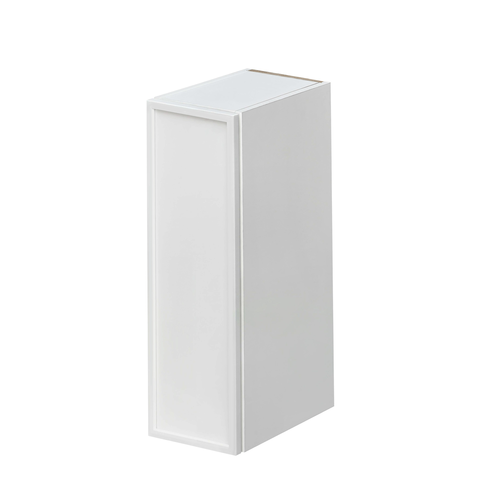 Slim White Shaker - 9"W × 30"H Standard Wall Cabinet 1-Door 2-Adjustable Shelves