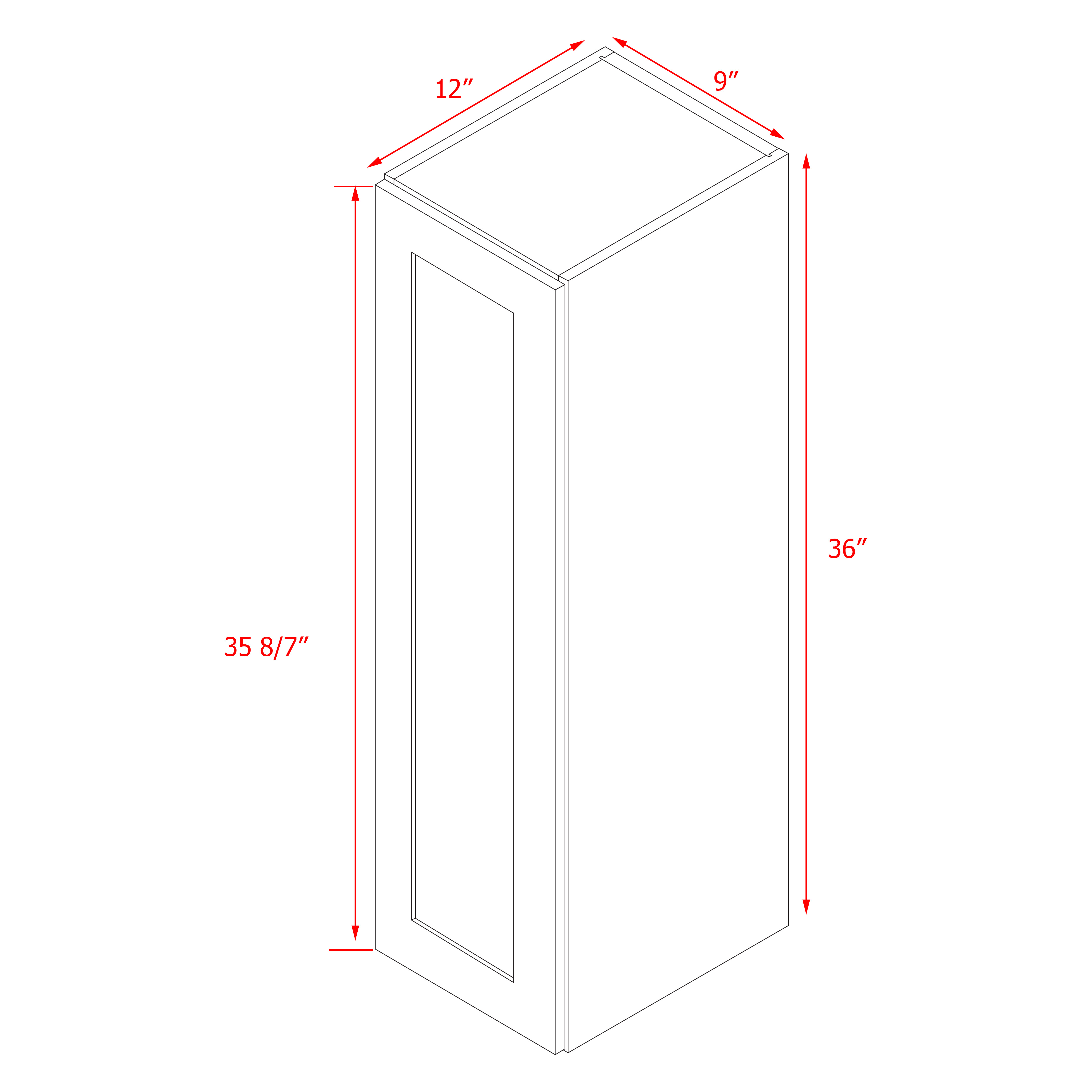 Mallorca White Shaker - 9"W × 36"H Standard Wall Cabinet