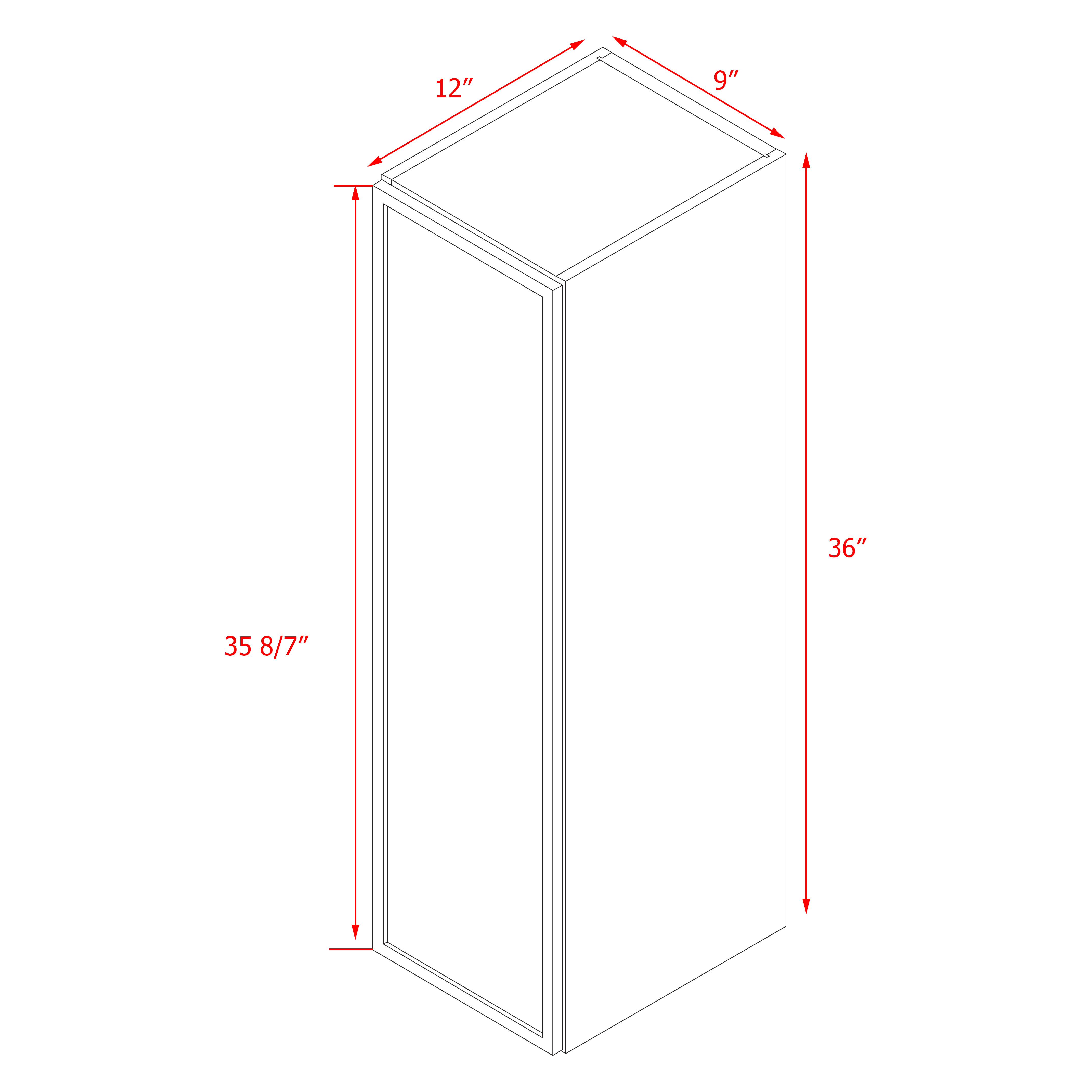Shady Slim White Shaker - 9"W × 36"H Wall Cabinet