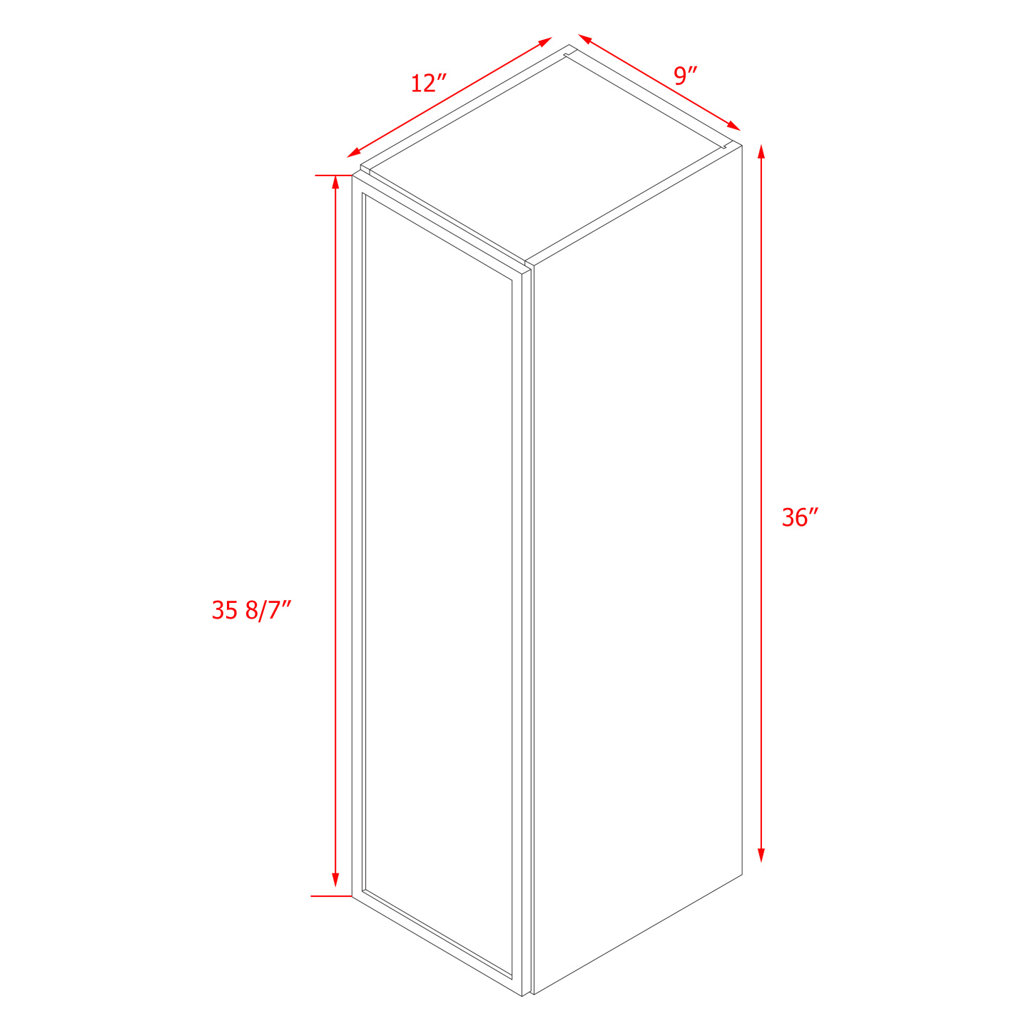 Shady Slim White Shaker - 9"W × 36"H Wall Cabinet