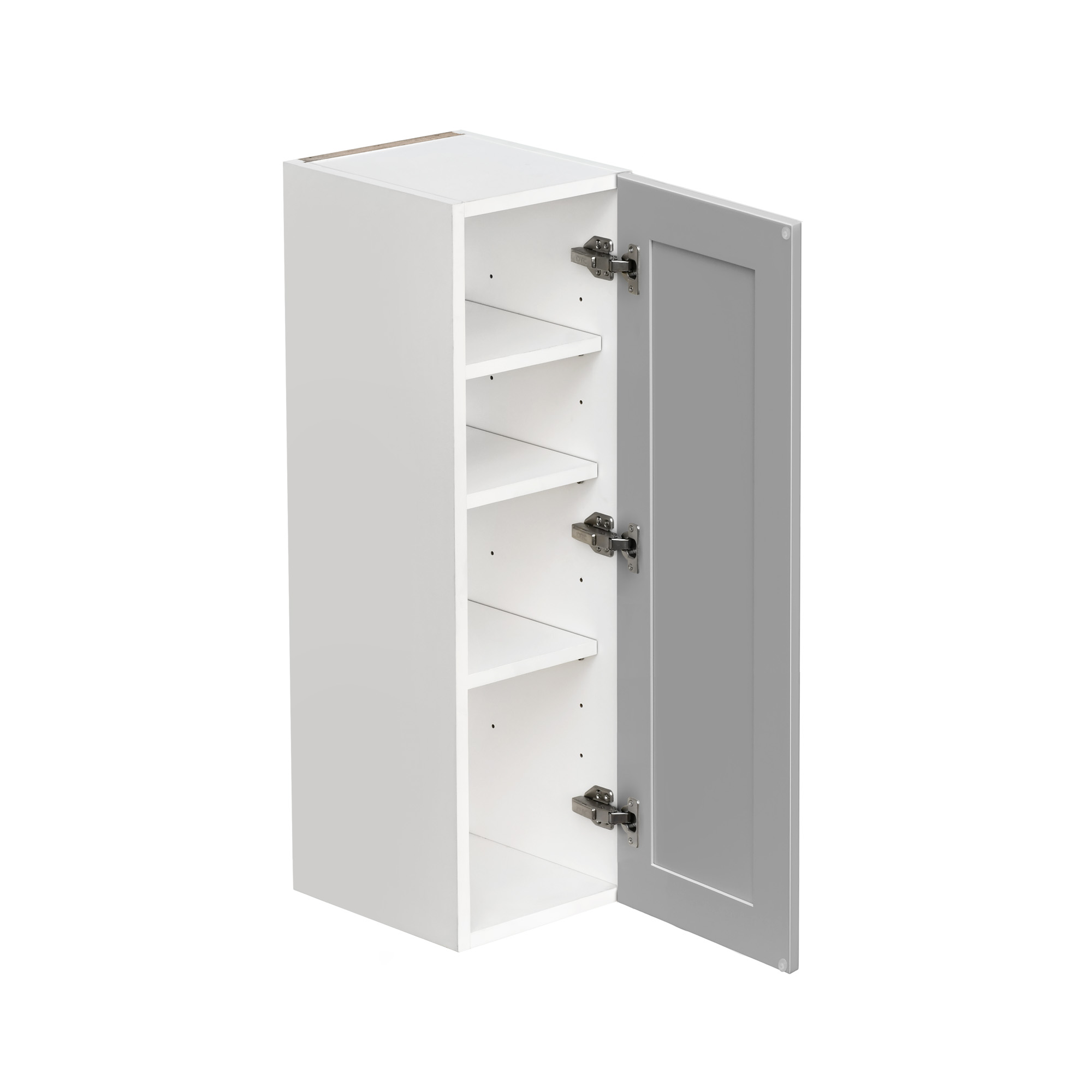 White Box Gray Shaker - 9"W × 36"H Standard Wall Cabinet 1-Door 3-Adjustable shelves