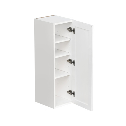 Slim White Shaker - 9"W × 36"H Standard Wall Cabinet 1-Door 3-Adjustable shelves