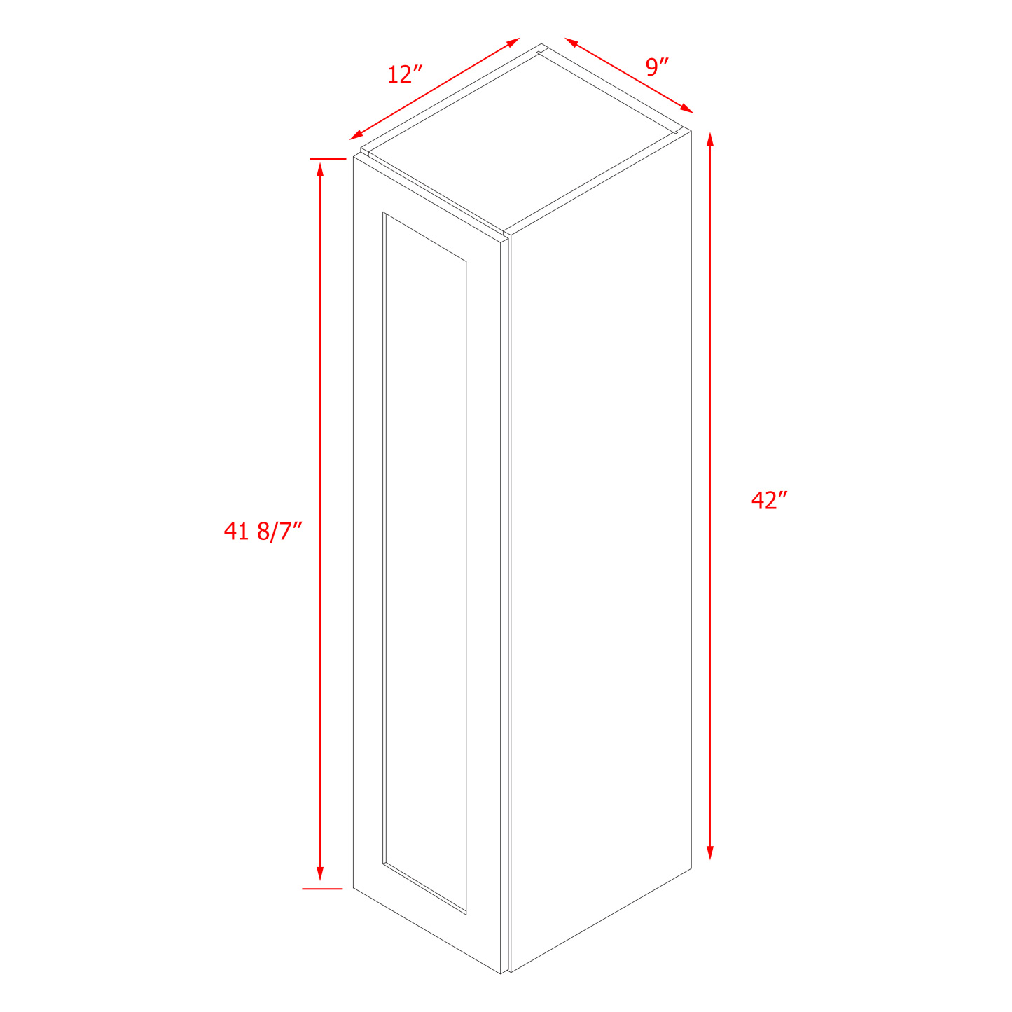 Mallroca Dolphin Gray Shaker - 09"W × 42"H Standard Wall Cabinet