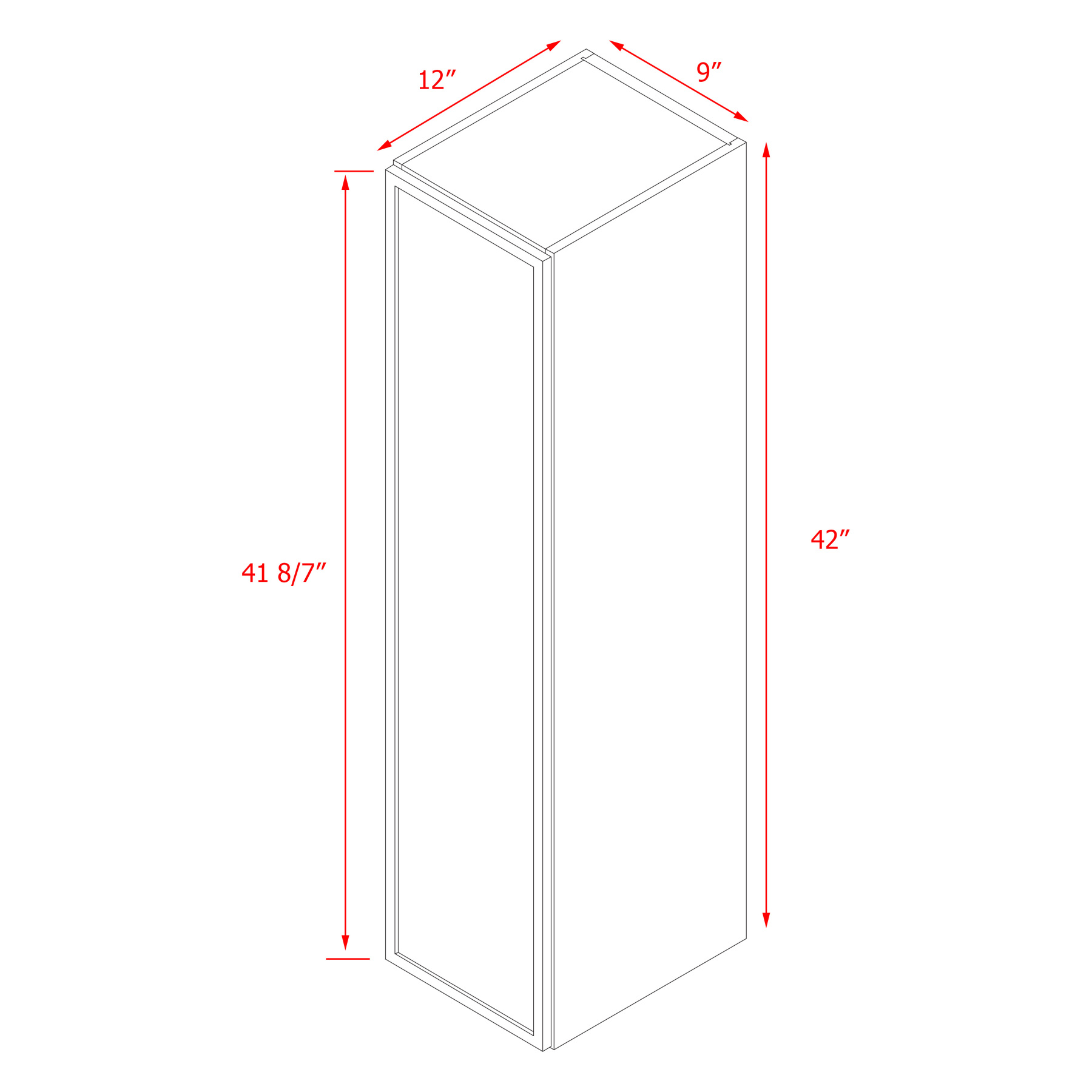 Shady Slim White Shaker - 09"W × 42"H Standard Wall Cabinet