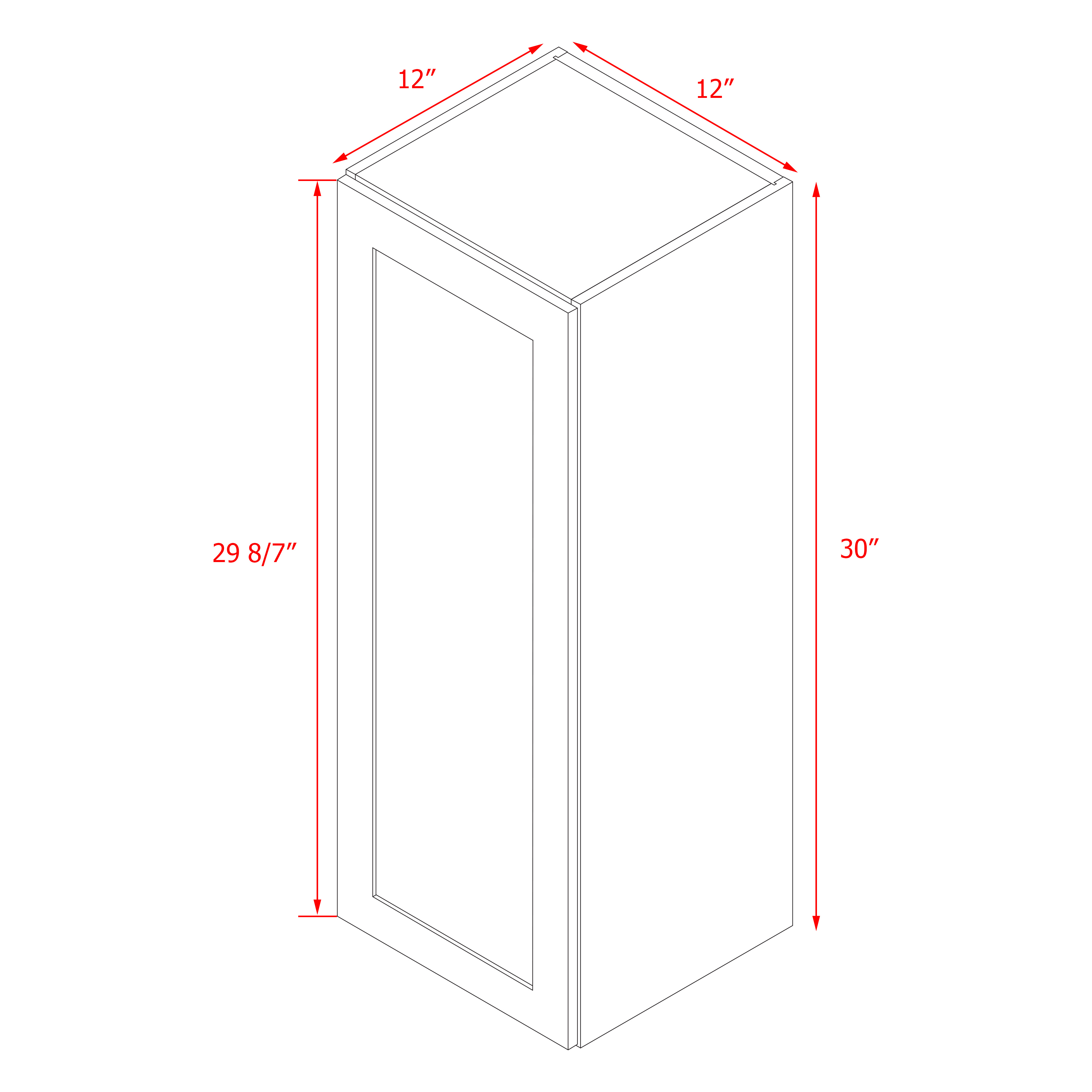 Mallorca Dolphin Gray Shaker - 12"W × 30"H Wall Cabinet