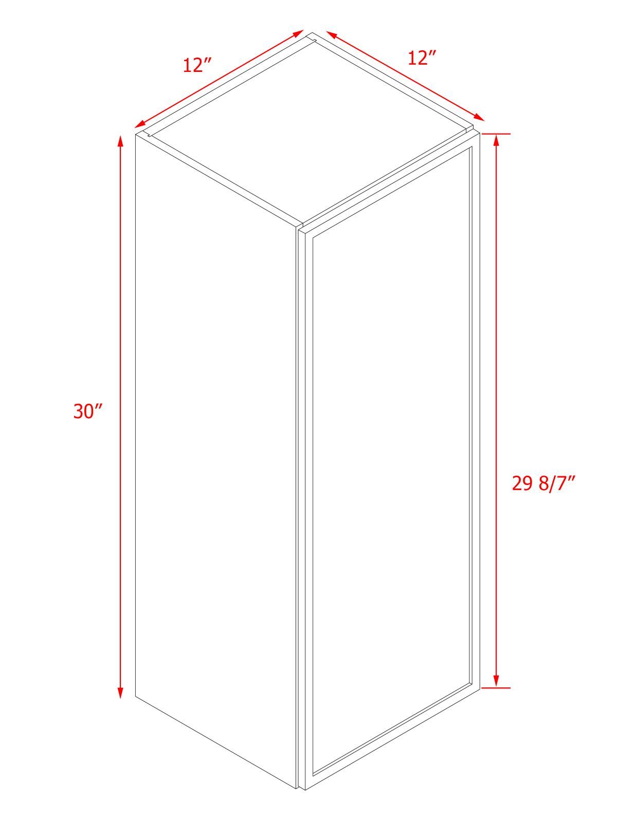Natural Box Oak Slim - 12"W × 30"H Standard Wall Cabinet 1-Door 2-Adjustable Shelves