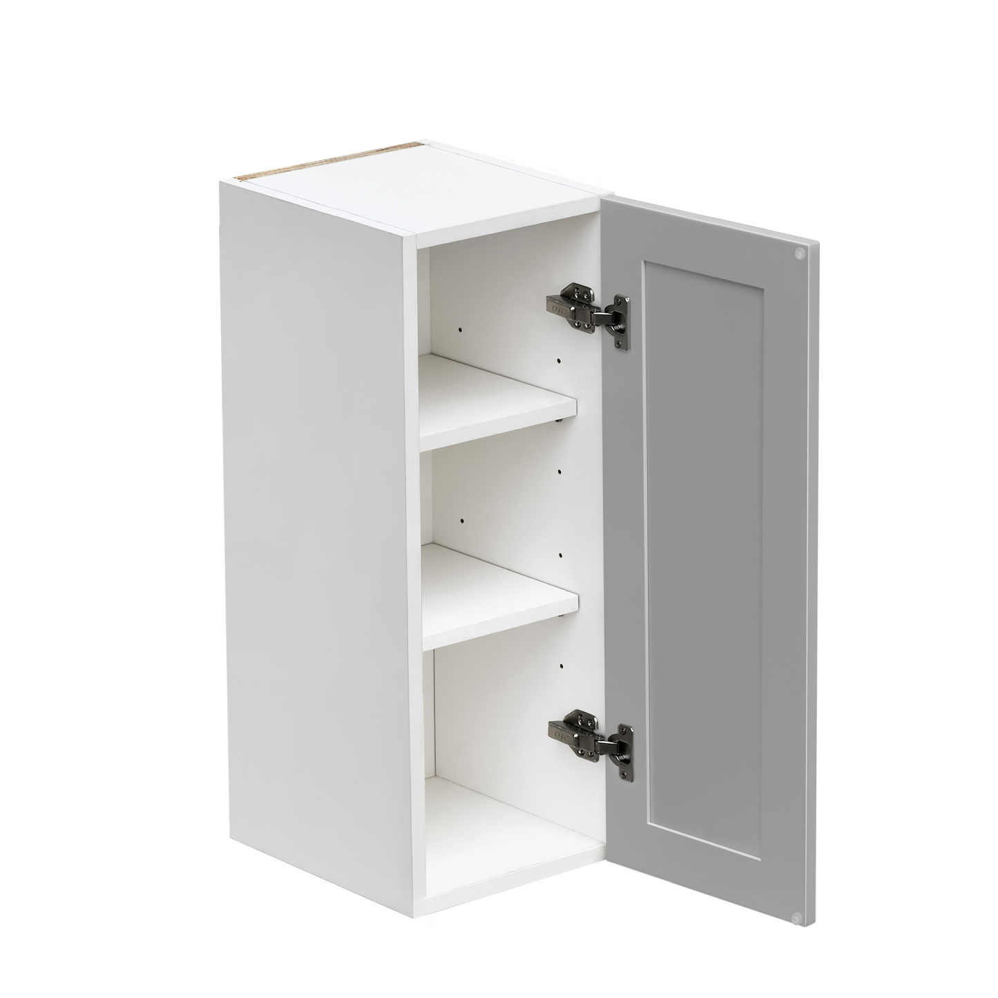White Box Gray Shaker - 12"W × 30"H Standard Wall Cabinet 1-Door 2-Adjustable Shelves