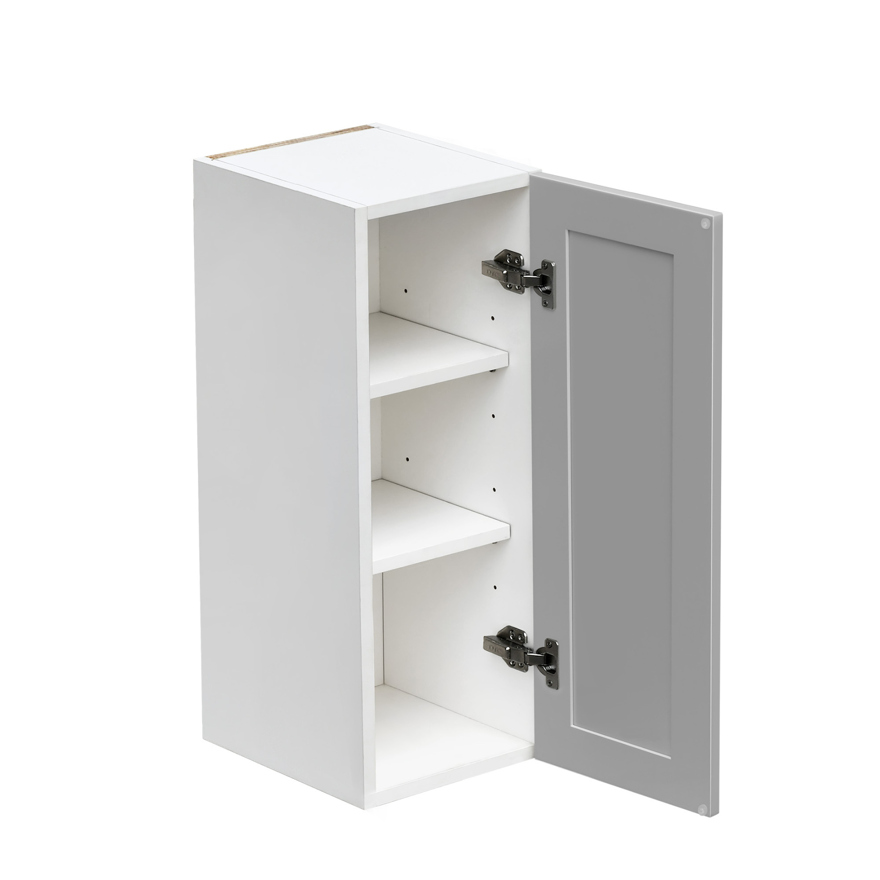 White Box Gray Shaker - 12"W × 30"H Standard Wall Cabinet 1-Door 2-Adjustable Shelves