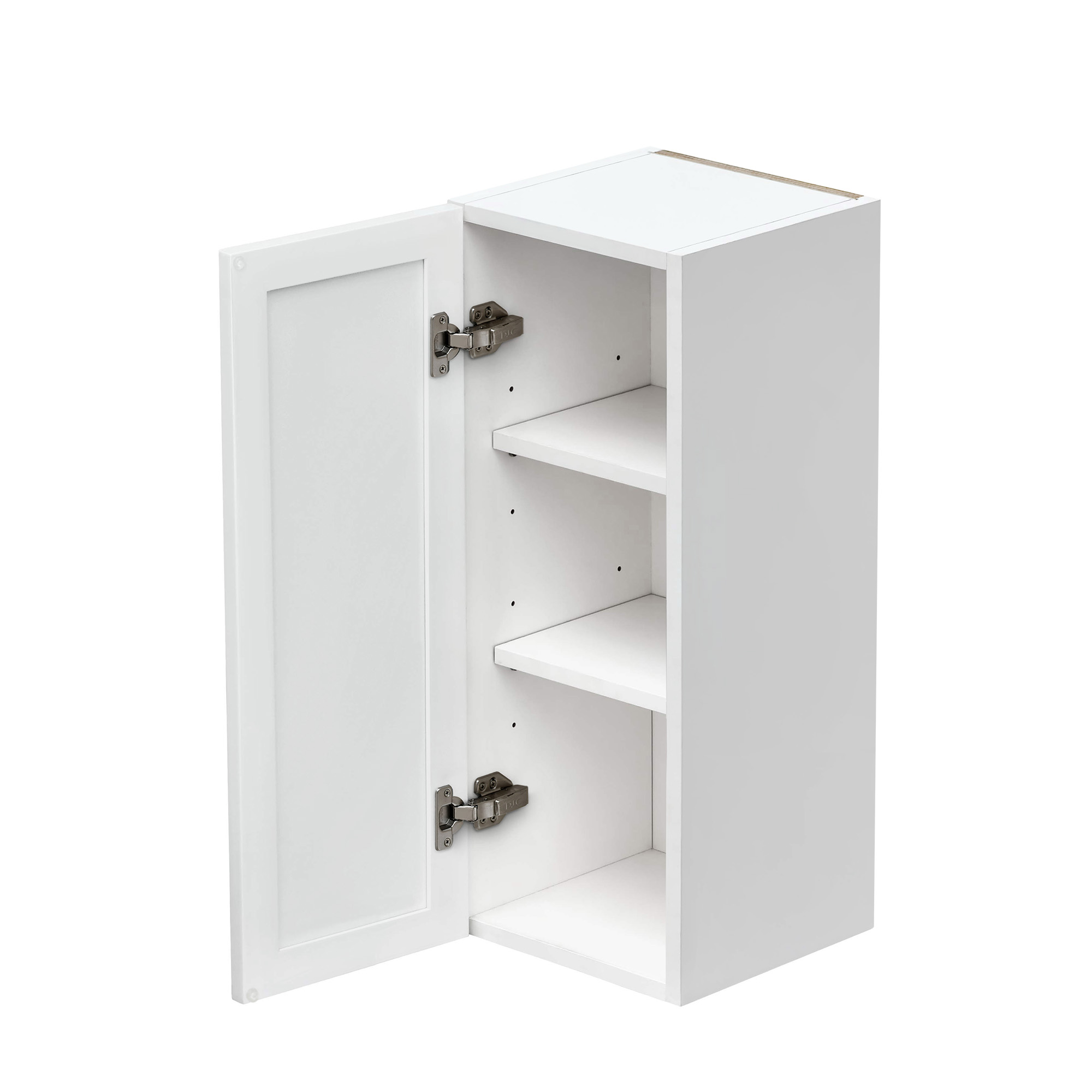 Slim White Shaker - 12"W × 30"H Standard Wall Cabinet 1-Door 2-Adjustable Shelves