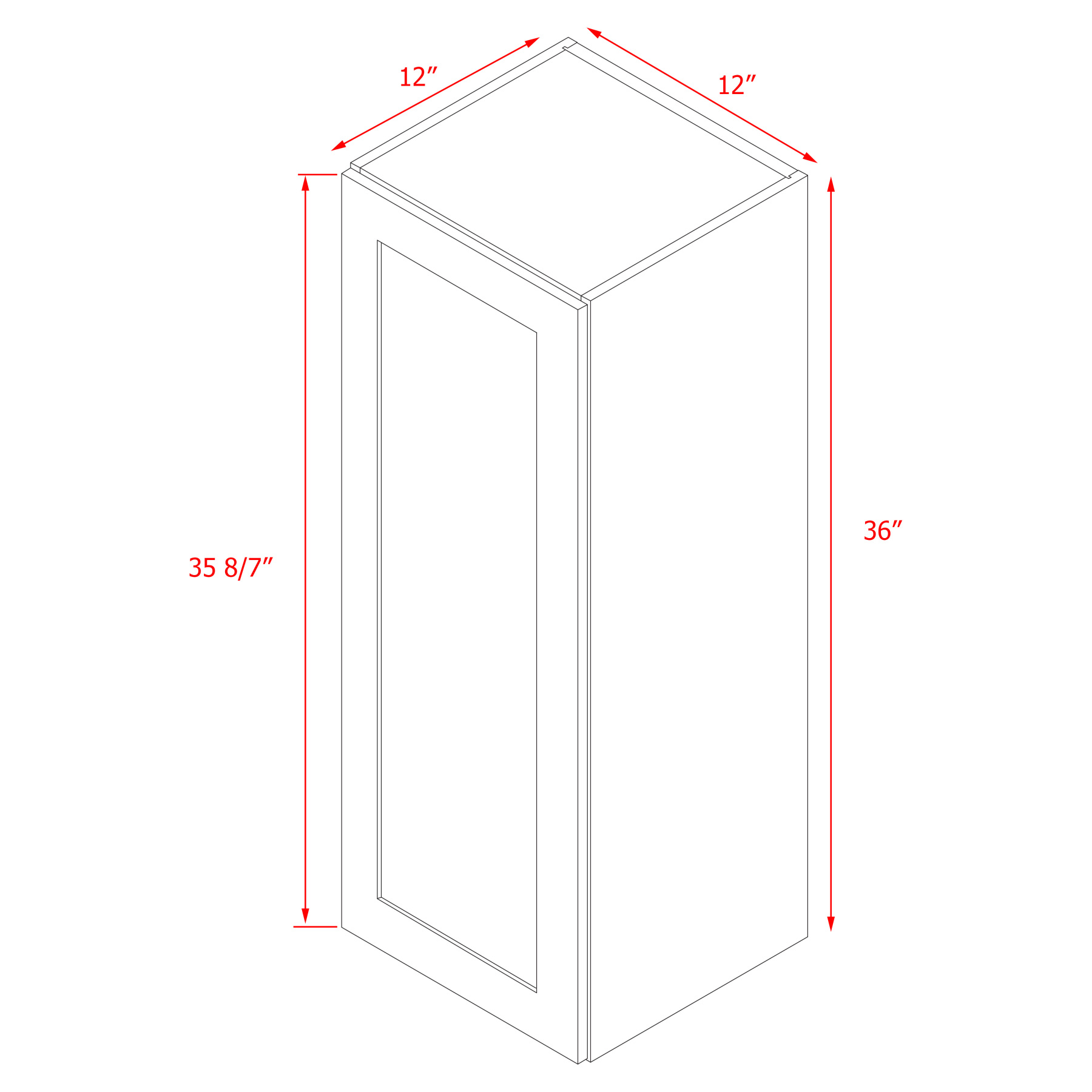 Mallorca White Shaker - 12"W × 36"H Standard Wall Cabinet
