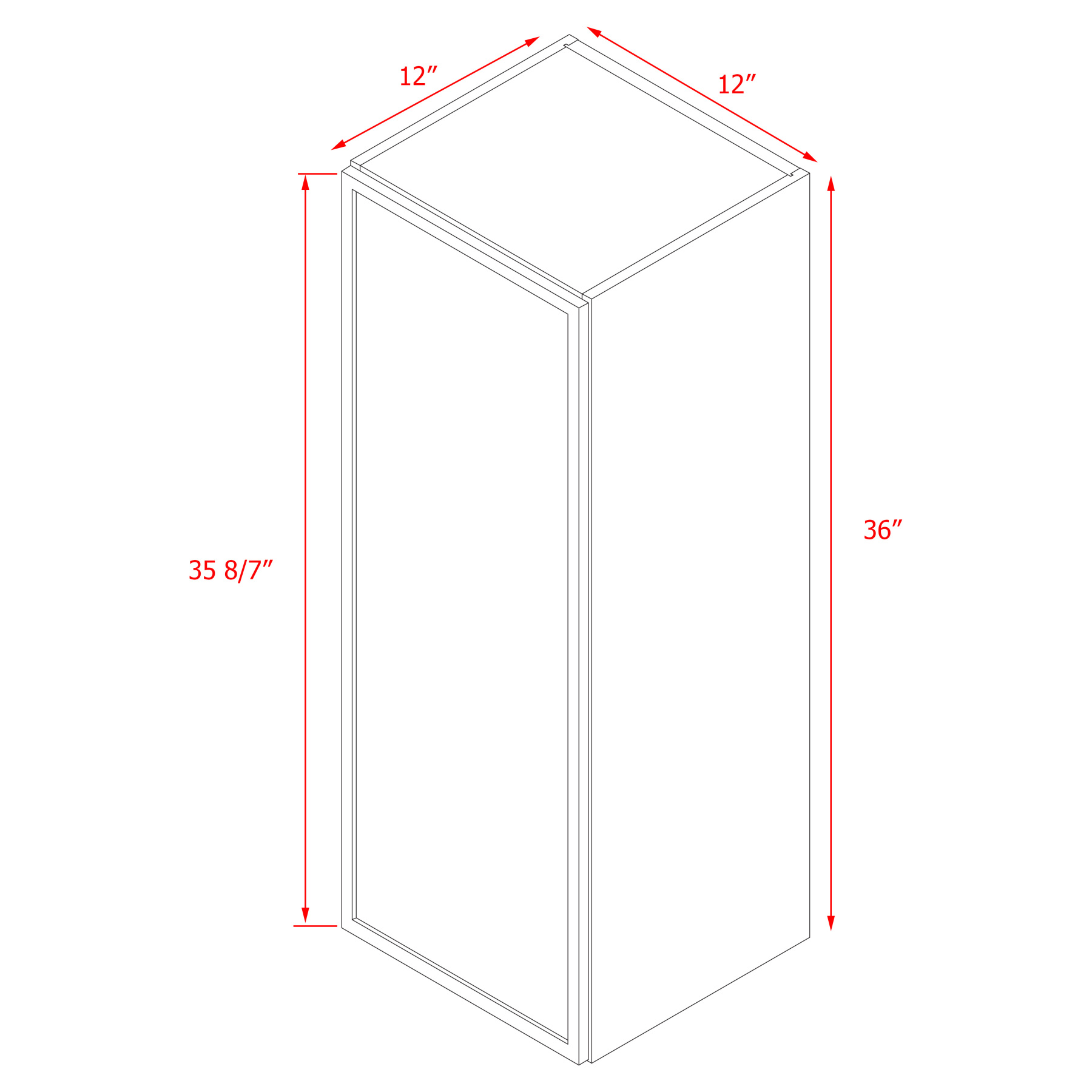 Shady Slim Gray Shaker - 12"W × 36"H Wall Cabinet