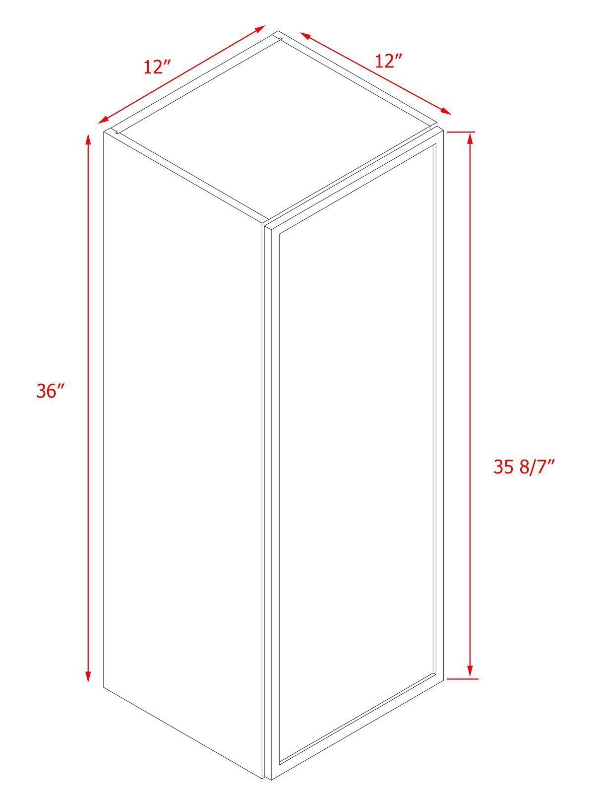 Natural Box Oak Slim - 12"W × 36"H Standard Wall Cabinet 1-Door 3-Adjustable shelves