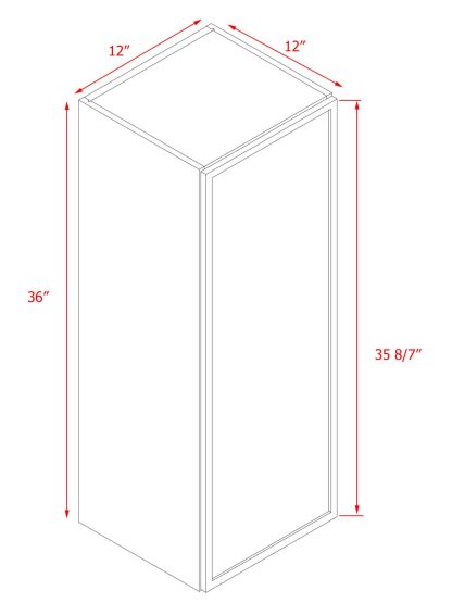 Natural Box Oak Slim - 12"W × 36"H Standard Wall Cabinet 1-Door 3-Adjustable shelves