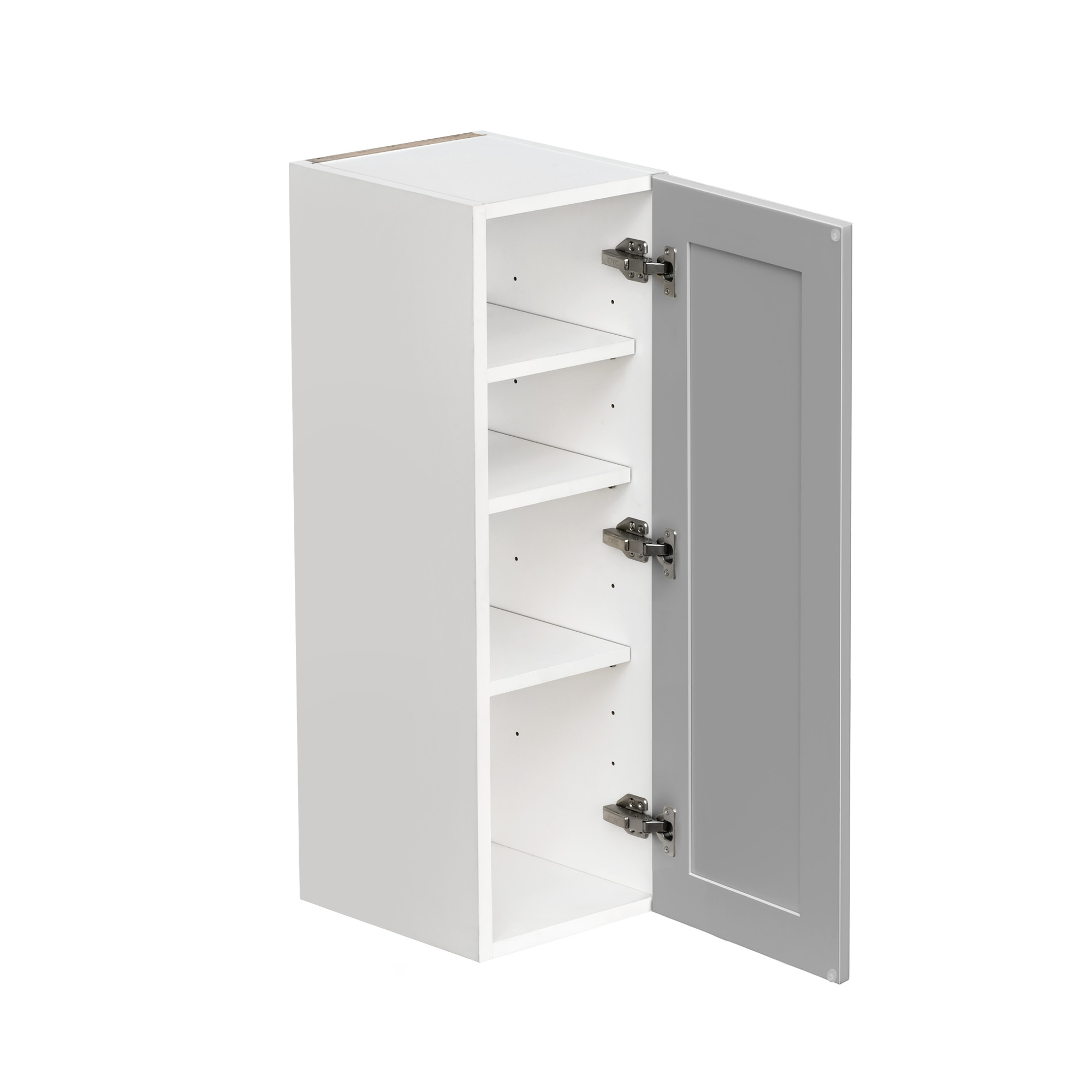 White Box Gray Shaker - 12"W × 36"H Standard Wall Cabinet 1-Door 3-Adjustable shelves