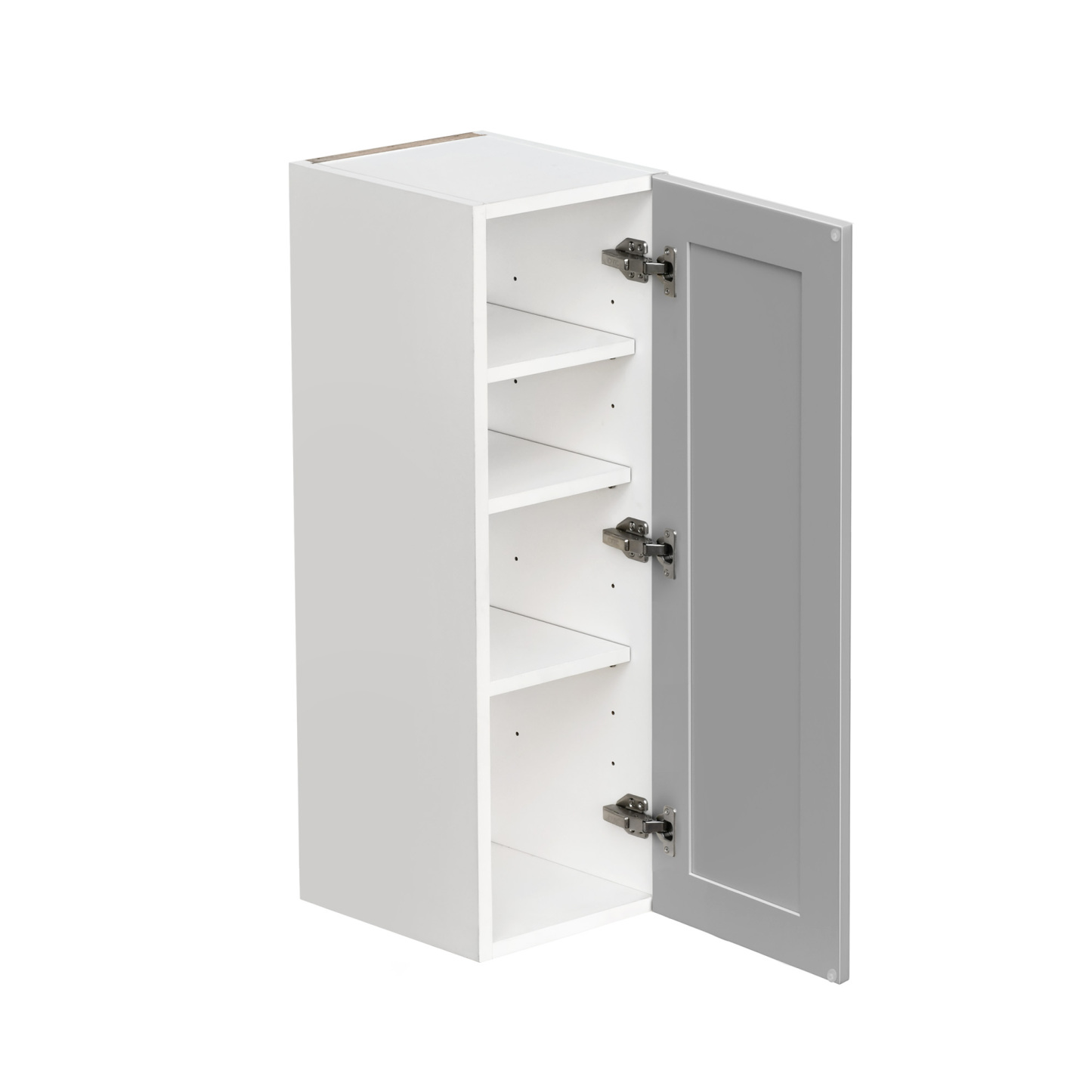 White Box Gray Shaker - 12"W × 36"H Standard Wall Cabinet 1-Door 3-Adjustable shelves