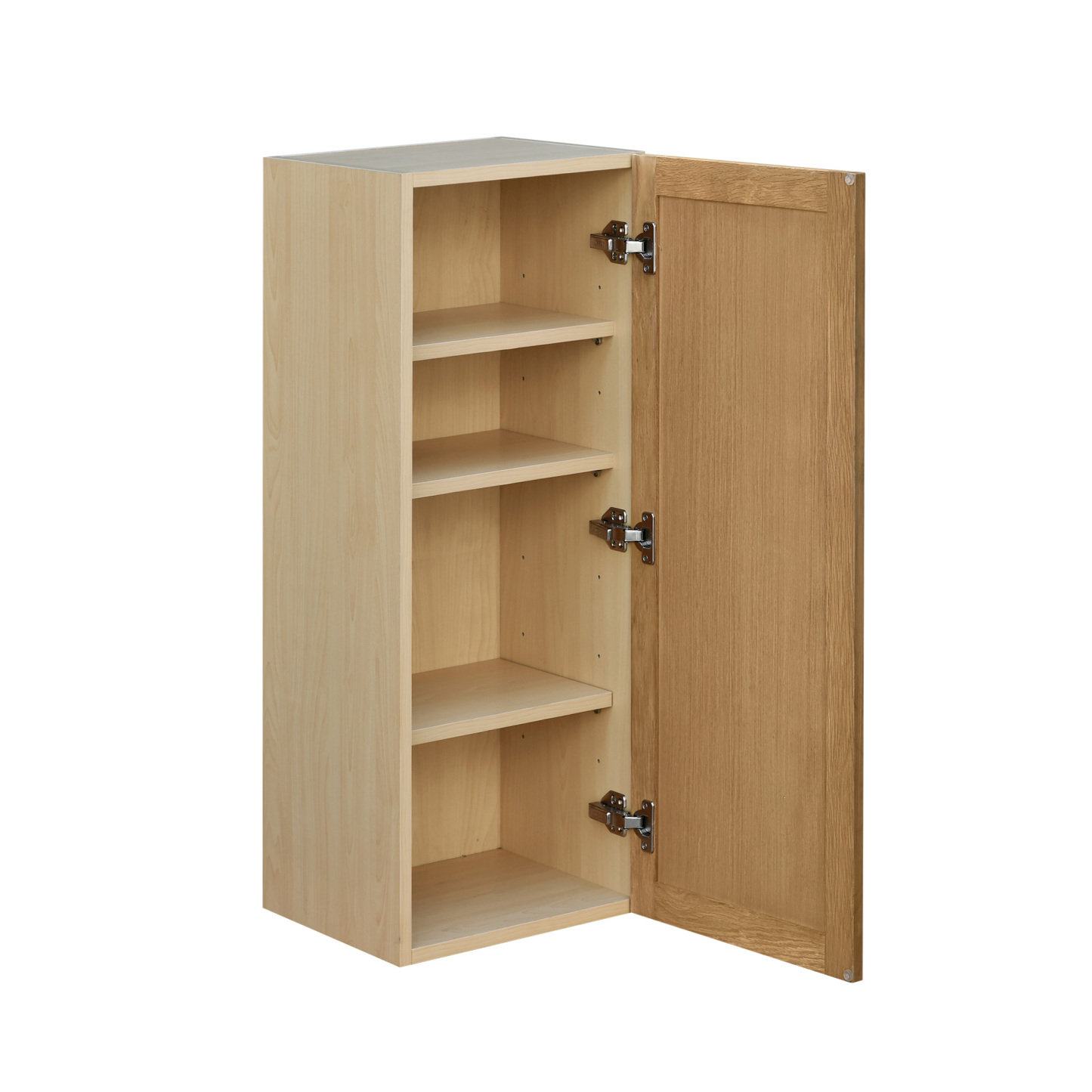 Natural Box Oak Slim - 12"W × 36"H Standard Wall Cabinet 1-Door 3-Adjustable shelves