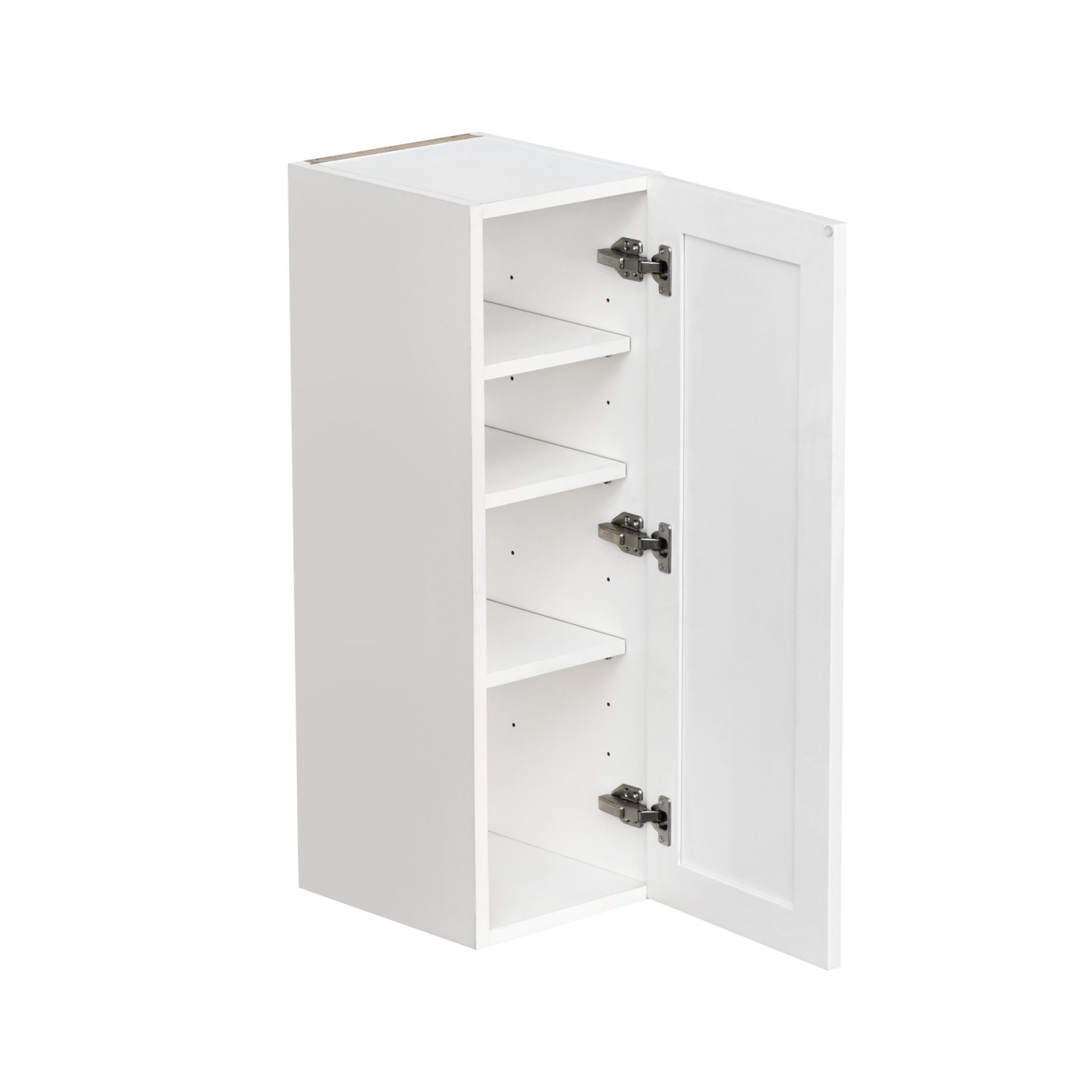 White Shaker - 12"W × 36"H Standard Wall Cabinet 1-Door 3-Adjustable shelves