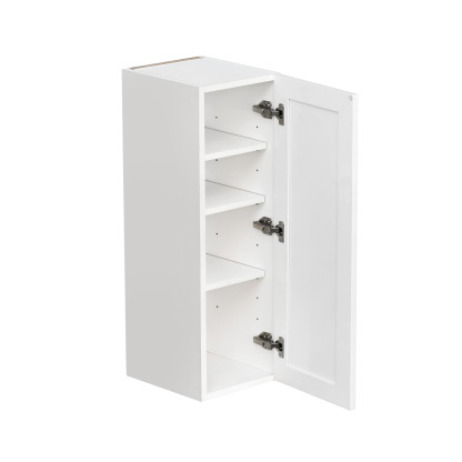 White Shaker - 12"W × 36"H Standard Wall Cabinet 1-Door 3-Adjustable shelves