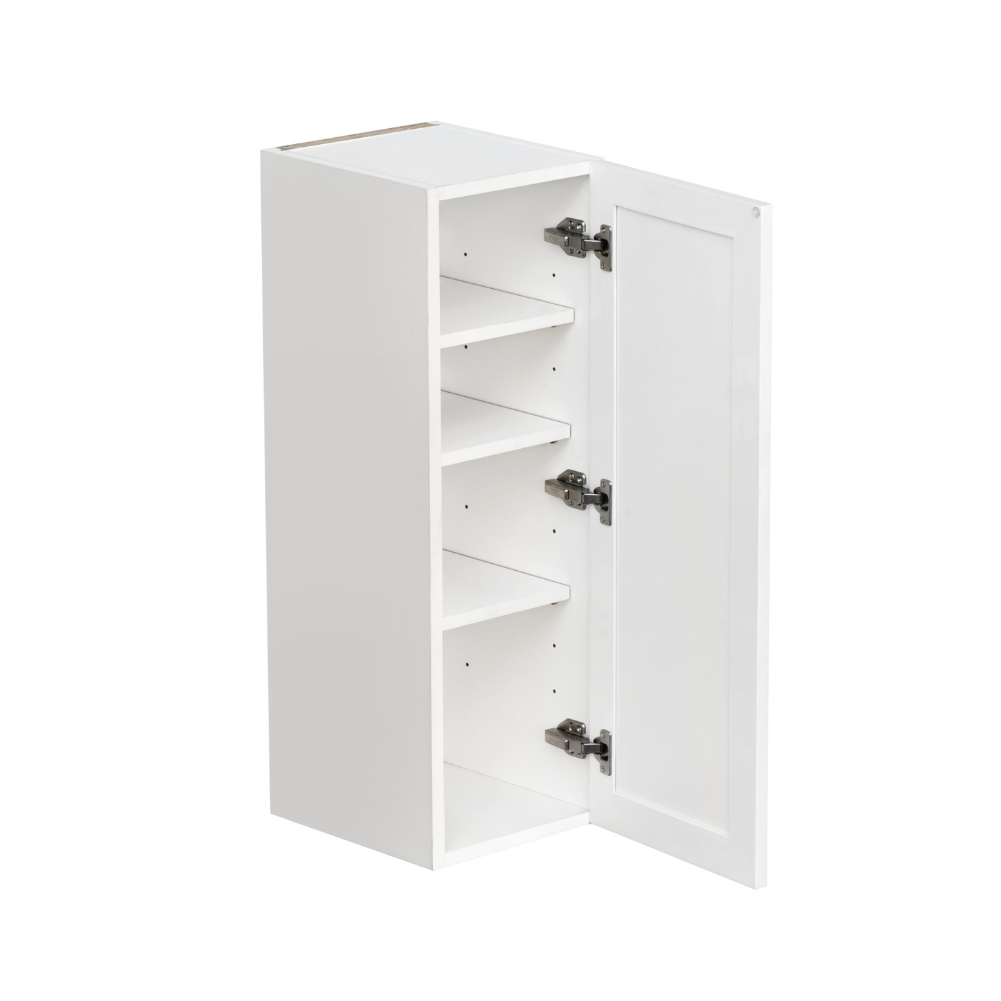 Slim White Shaker - 12"W × 36"H Standard Wall Cabinet 1-Door 3-Adjustable shelves