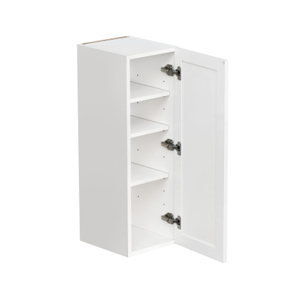 Slim White Shaker - 12"W × 36"H Standard Wall Cabinet 1-Door 3-Adjustable shelves