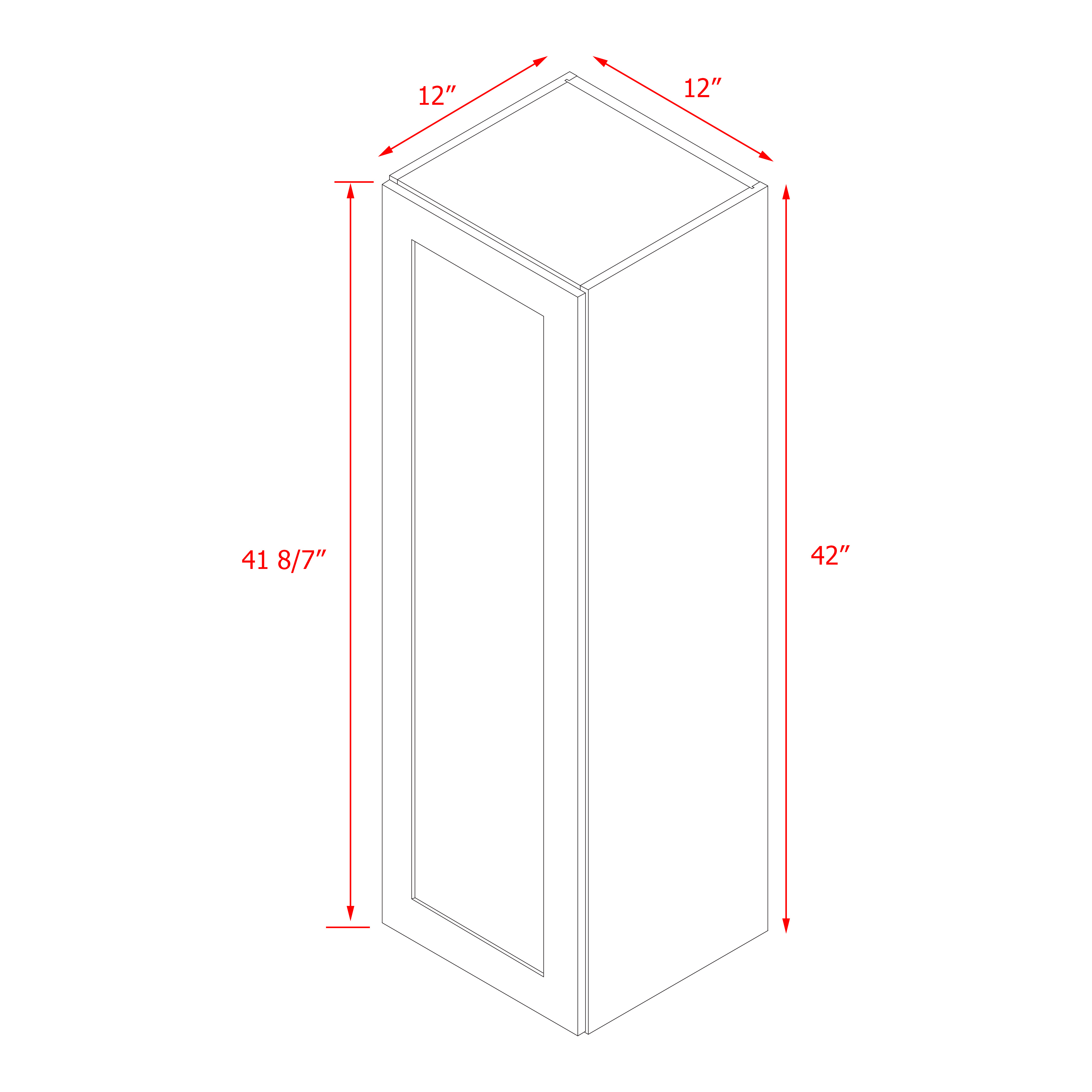 Mallroca Dolphin Gray Shaker - 12"W × 42"H Standard Wall Cabinet