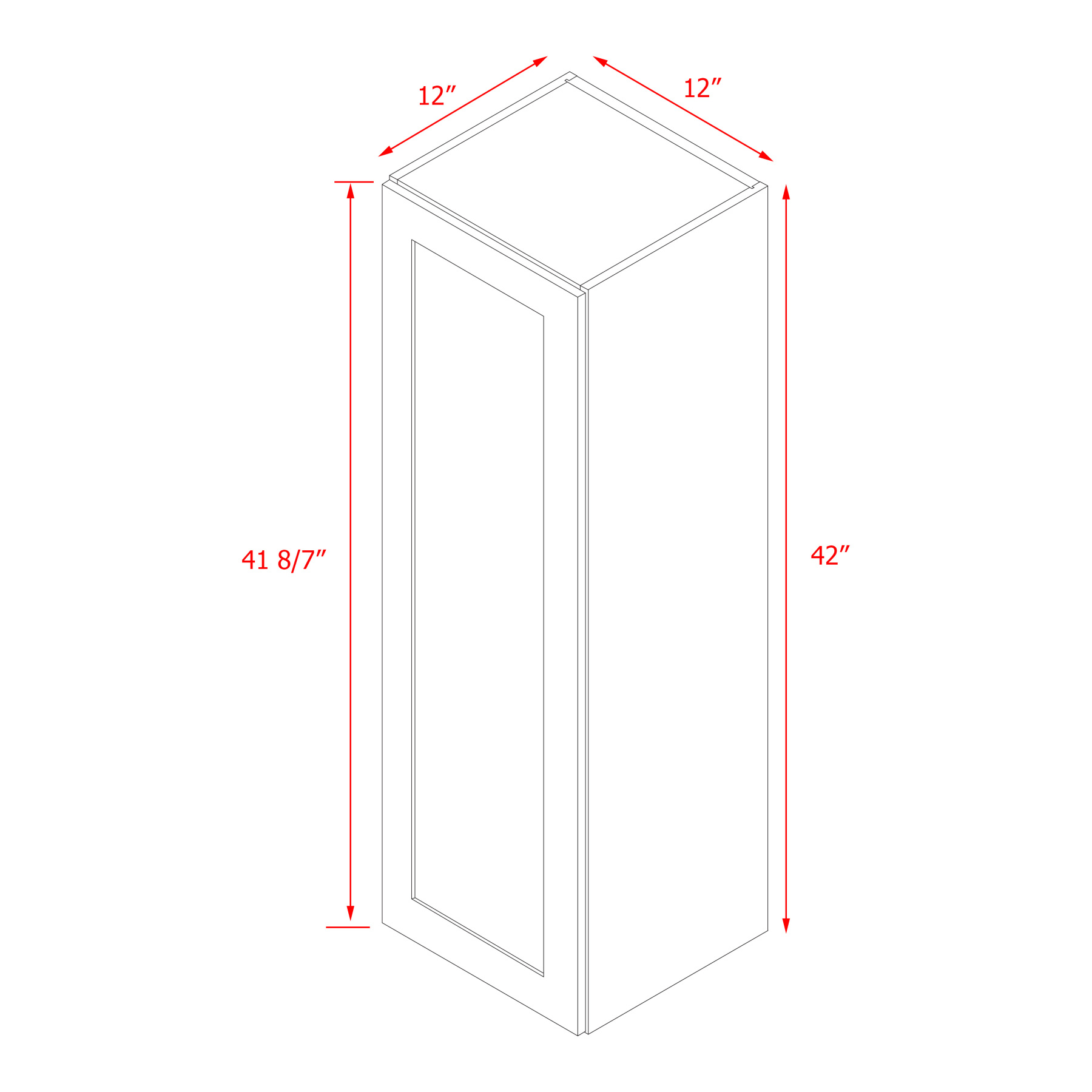 Mallroca Dolphin Gray Shaker - 12"W × 42"H Standard Wall Cabinet