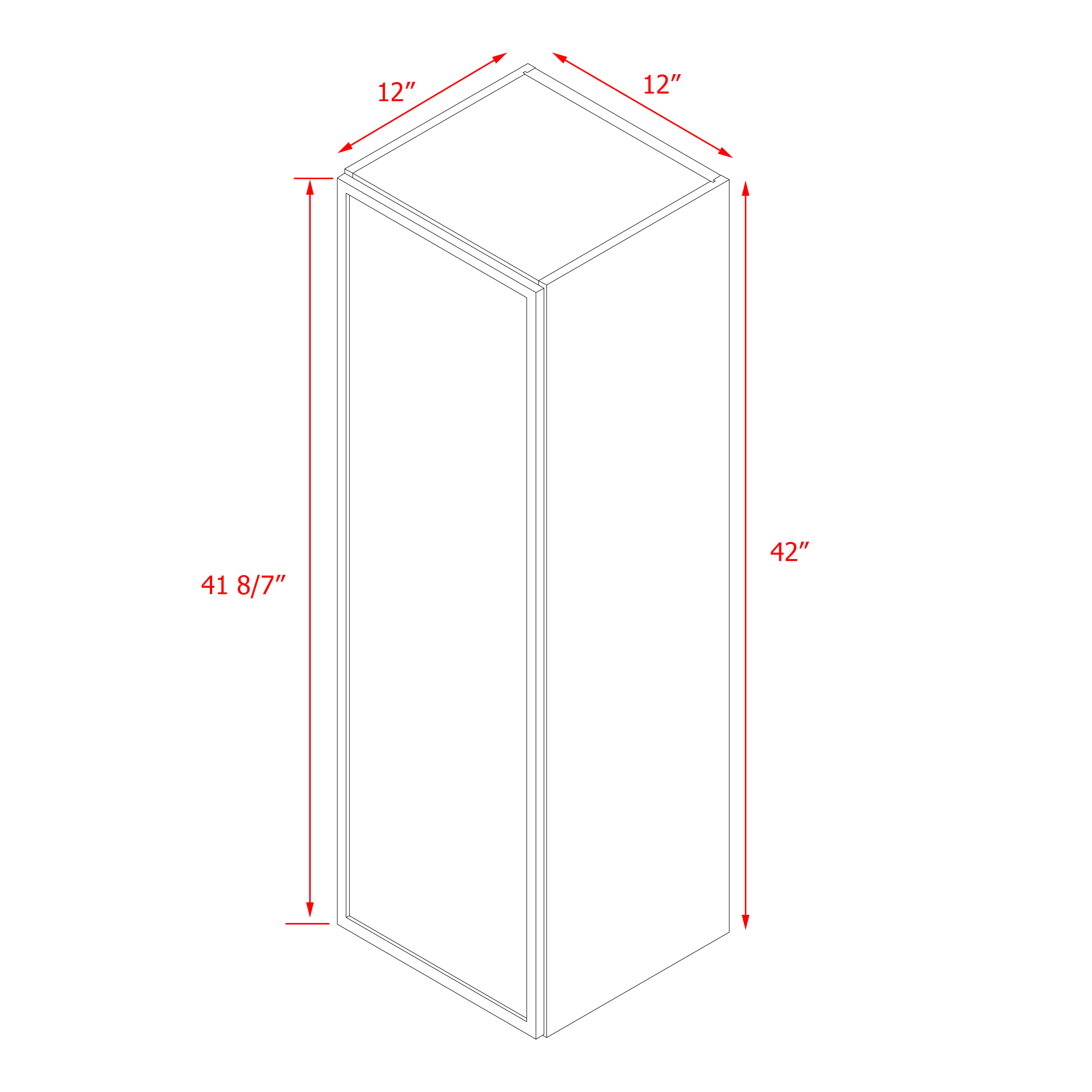 Shady Slim White Shaker - 12"W × 42"H Standard Wall Cabinet