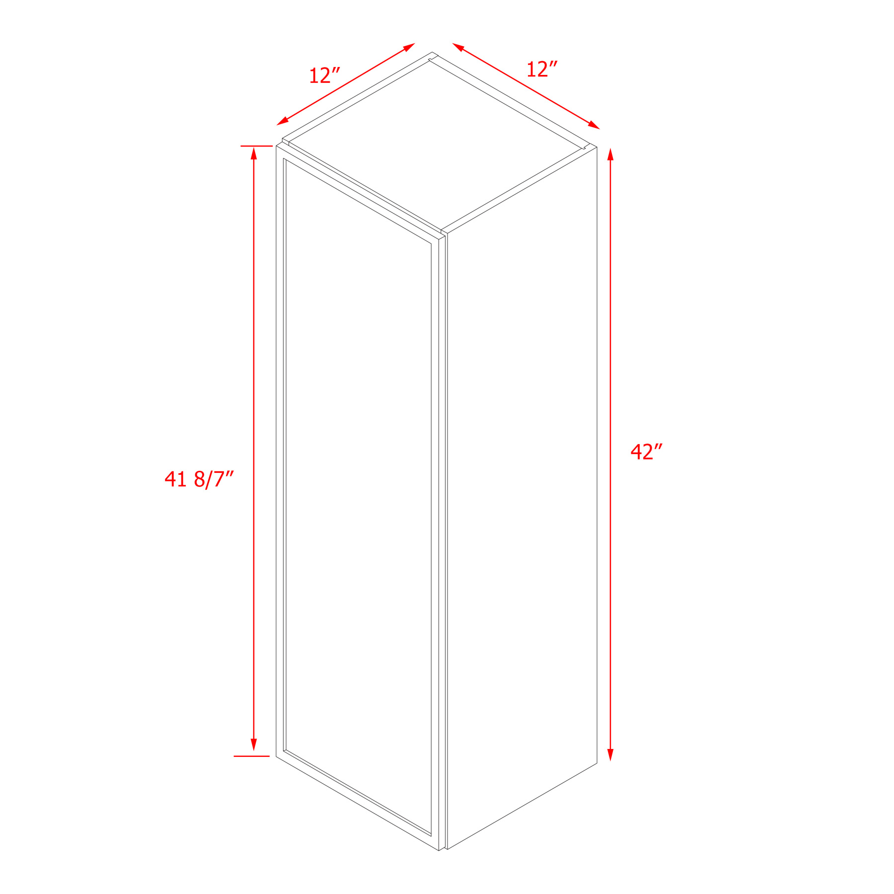 Shady Slim White Shaker - 12"W × 42"H Standard Wall Cabinet