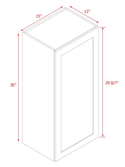 White Box Gray Shaker - 15"W × 30"H Standard Wall Cabinet 1-Door 2-Adjustable Shelves