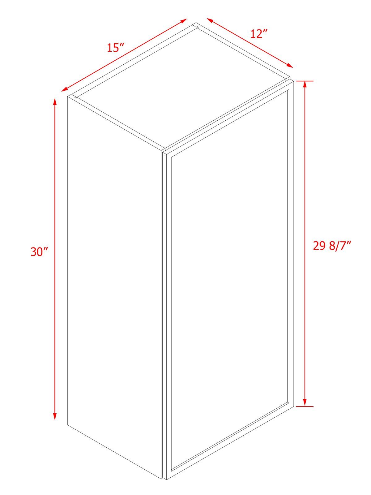 Natural Box Oak Slim - 15"W × 30"H Standard Wall Cabinet 1-Door 2-Adjustable Shelves