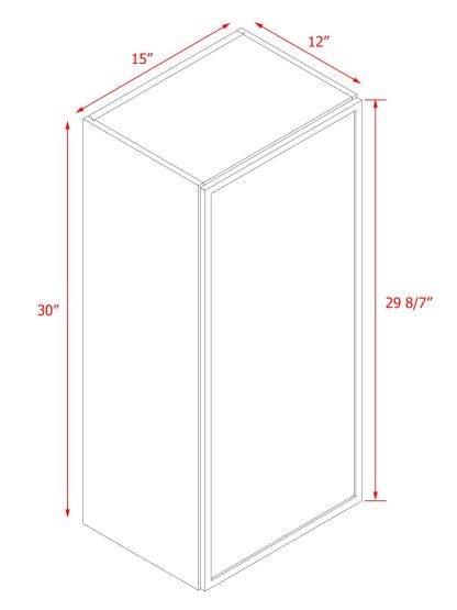 Natural Box Oak Slim - 15"W × 30"H Standard Wall Cabinet 1-Door 2-Adjustable Shelves