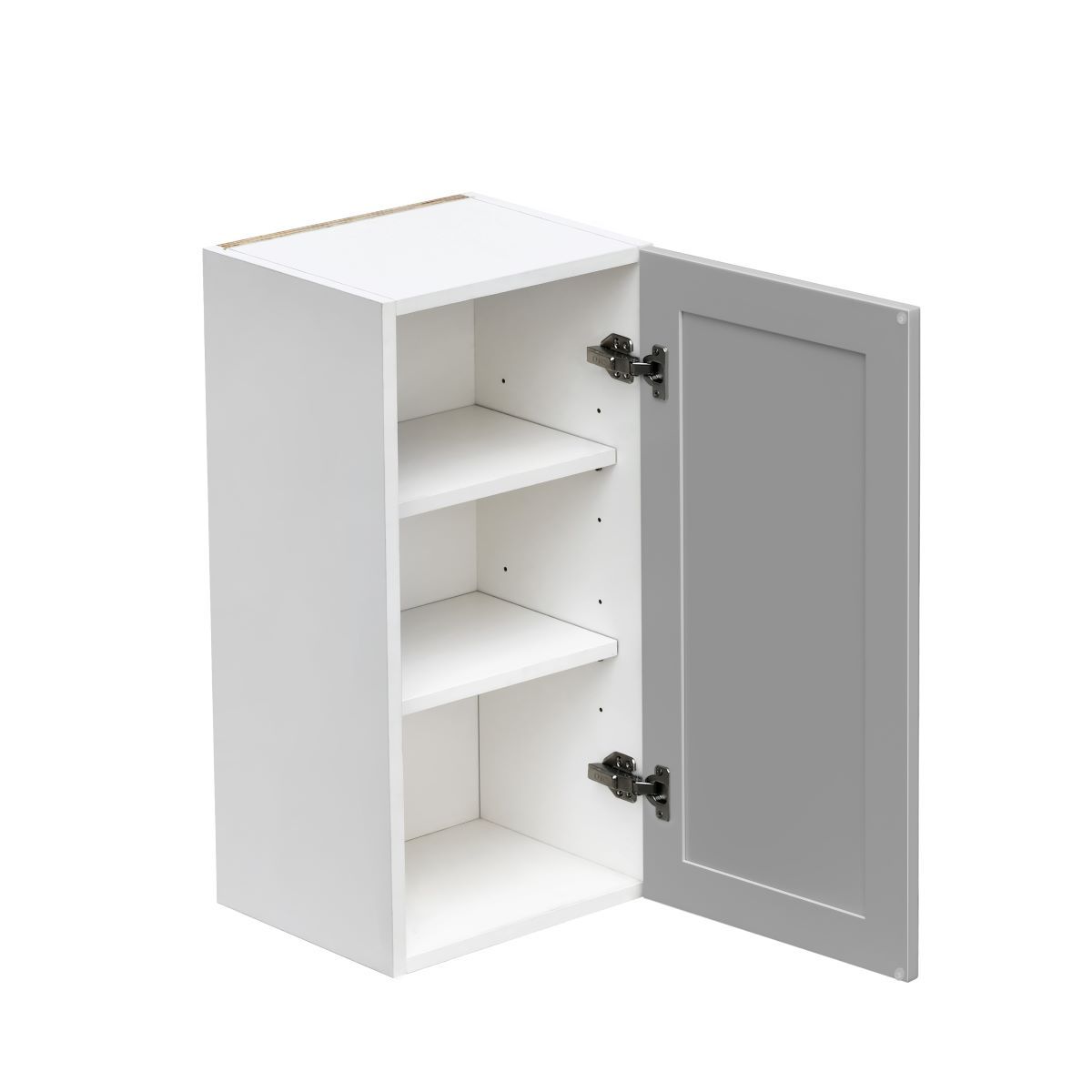 White Box Gray Shaker - 15"W × 30"H Standard Wall Cabinet 1-Door 2-Adjustable Shelves