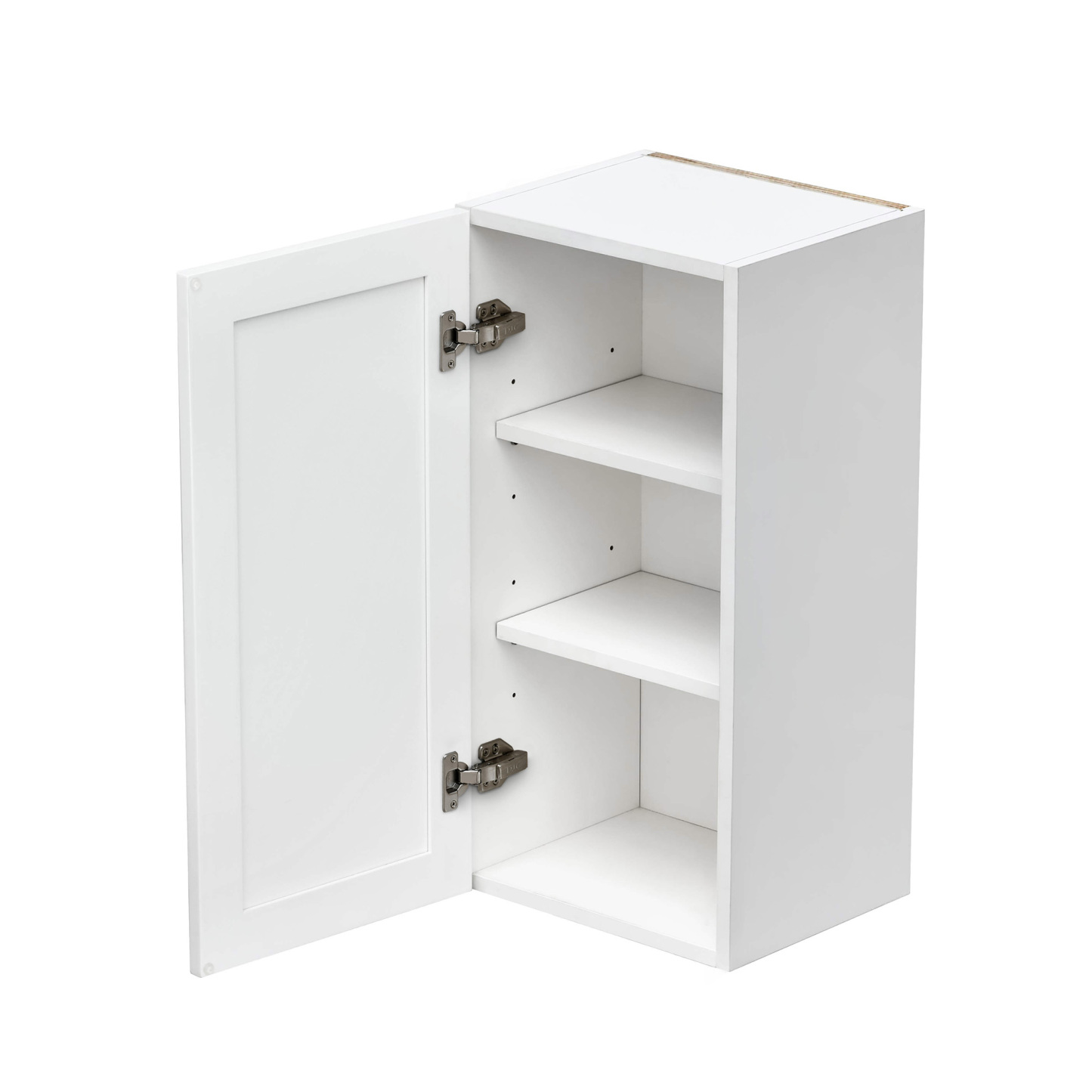 White Shaker - 15"W × 30"H Standard Wall Cabinet 1-Door 2-Adjustable Shelves