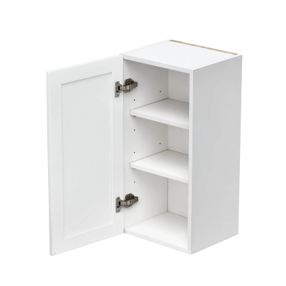 White Shaker - 15"W × 30"H Standard Wall Cabinet 1-Door 2-Adjustable Shelves