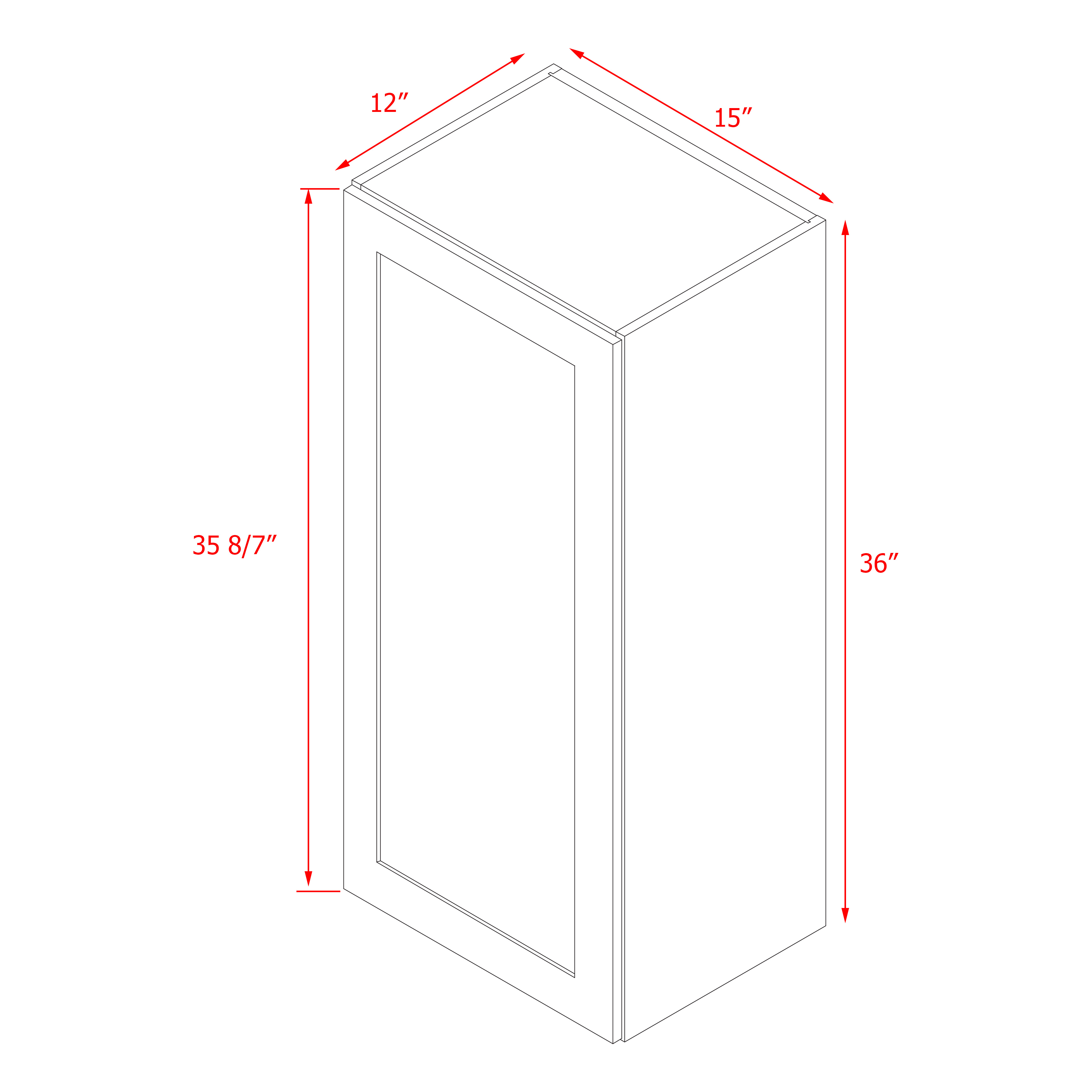 Mallorca Dolphin Gray Shaker - 15"W × 36"H Wall Cabinet